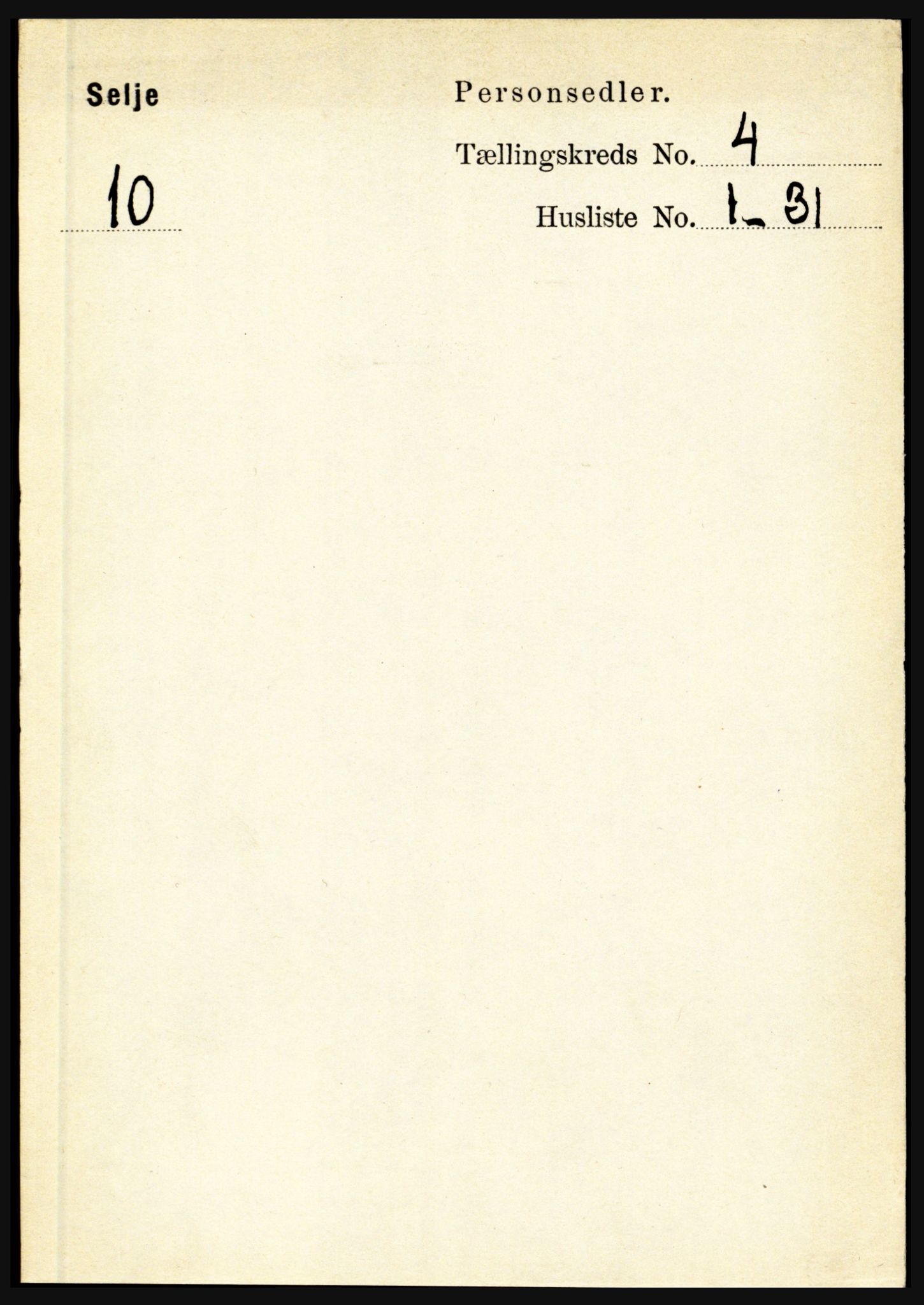 RA, 1891 census for 1441 Selje, 1891, p. 968