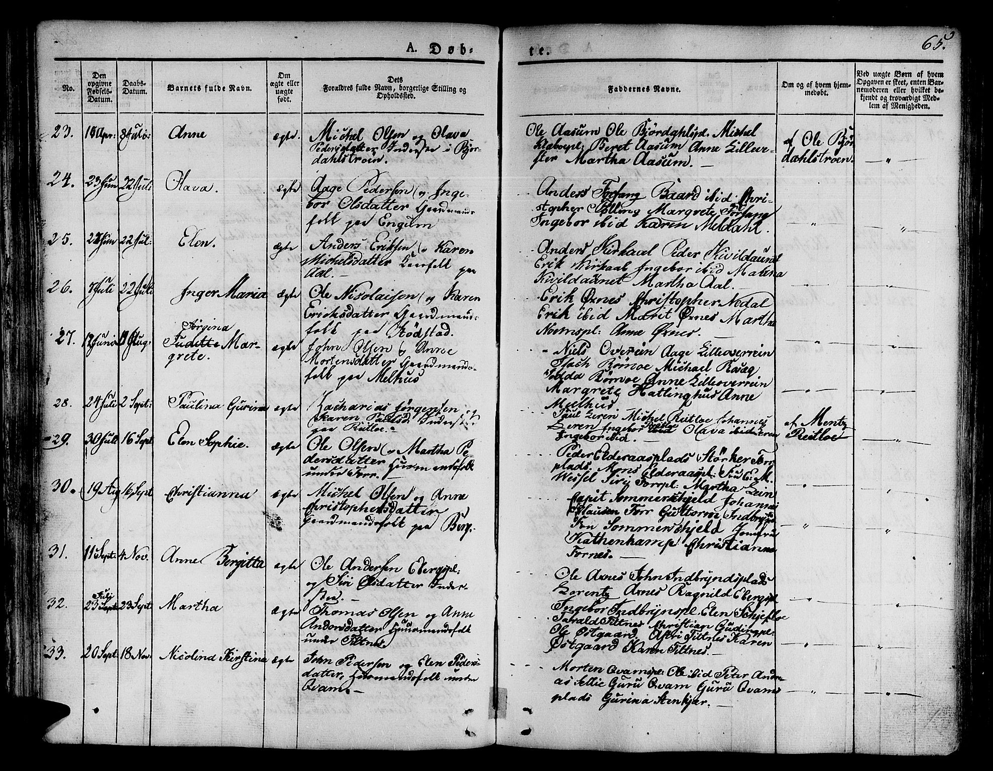 Ministerialprotokoller, klokkerbøker og fødselsregistre - Nord-Trøndelag, AV/SAT-A-1458/746/L0445: Parish register (official) no. 746A04, 1826-1846, p. 65