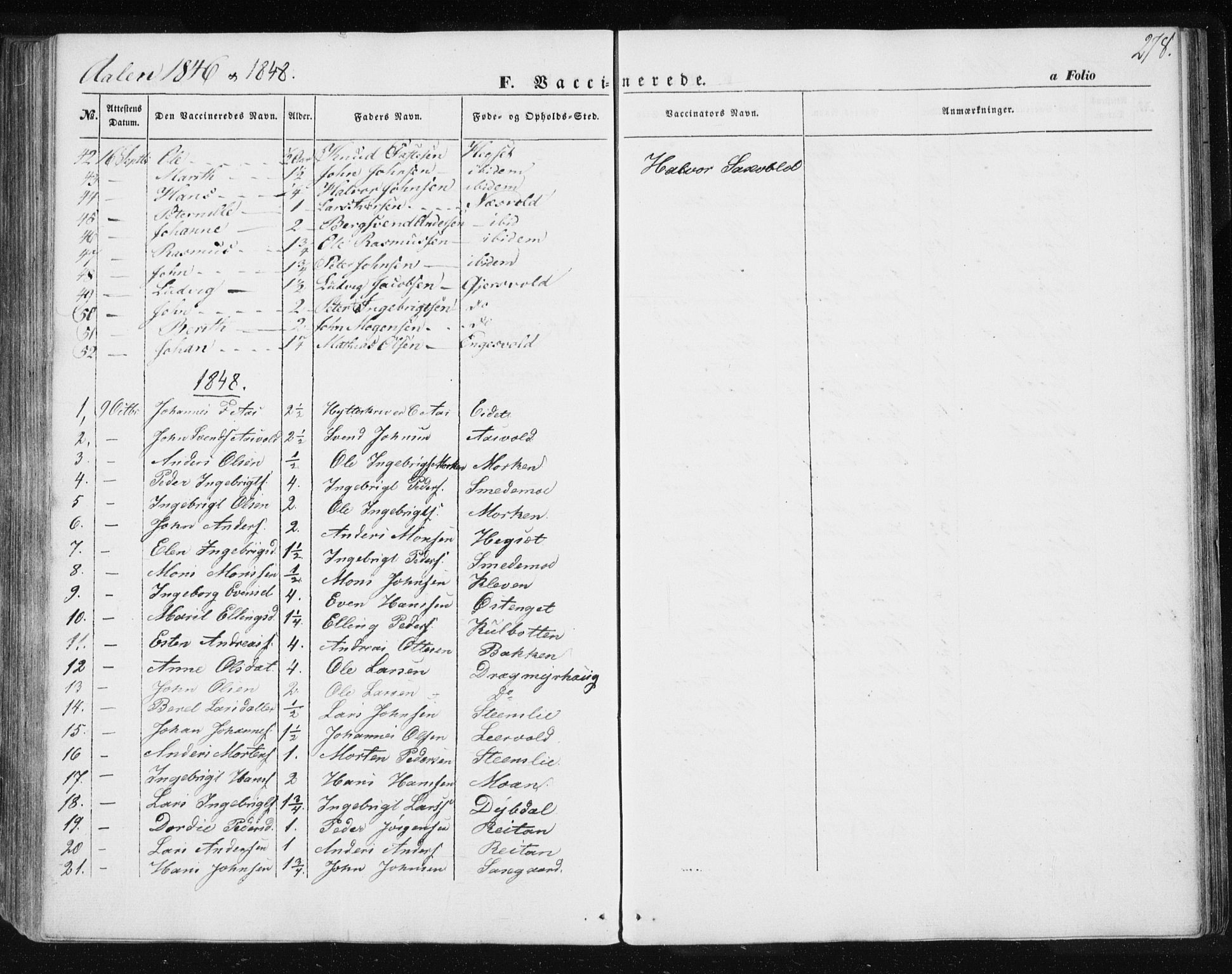 Ministerialprotokoller, klokkerbøker og fødselsregistre - Sør-Trøndelag, SAT/A-1456/685/L0965: Parish register (official) no. 685A06 /3, 1846-1859, p. 278