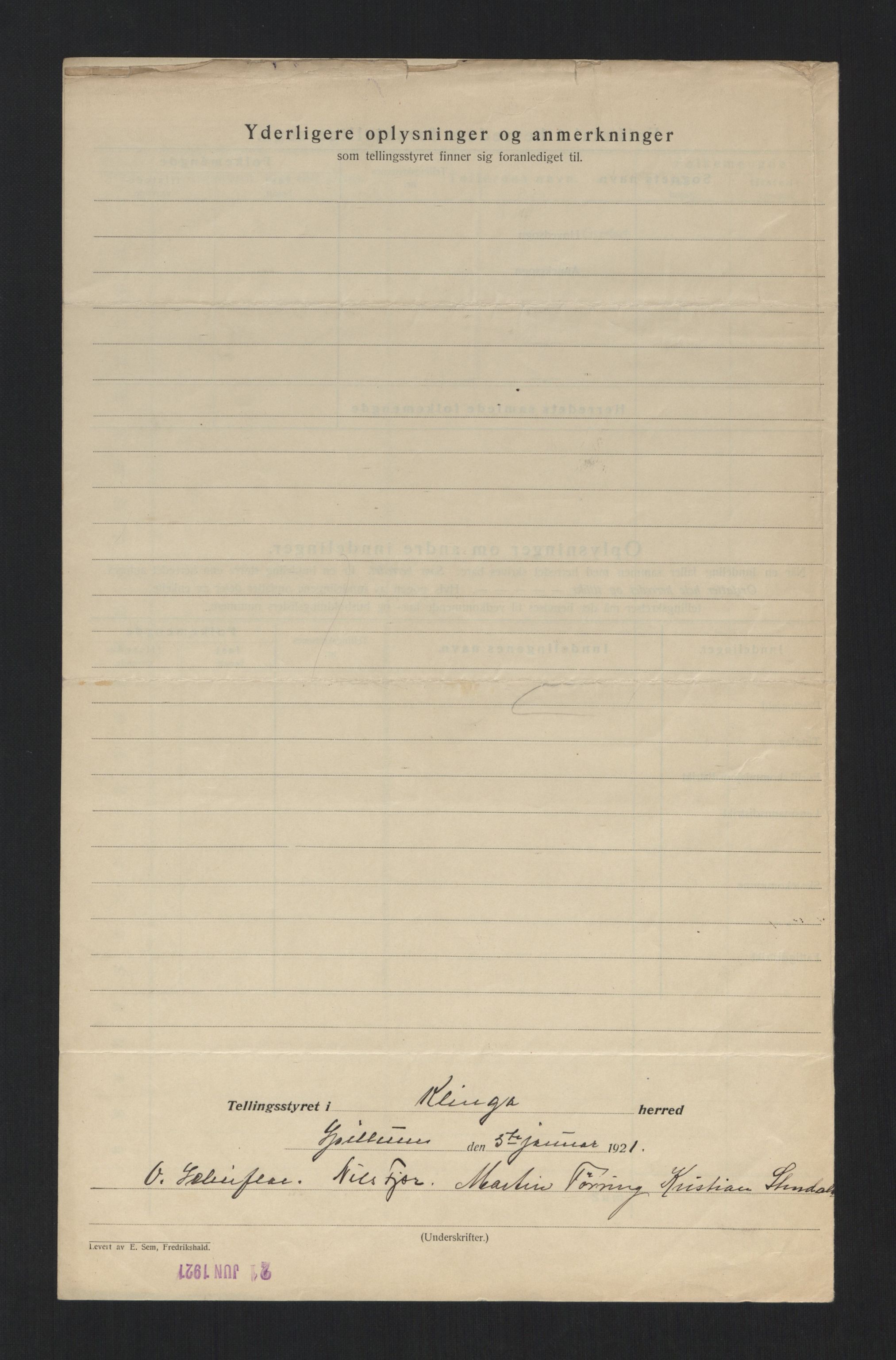 SAT, 1920 census for Klinga, 1920, p. 10