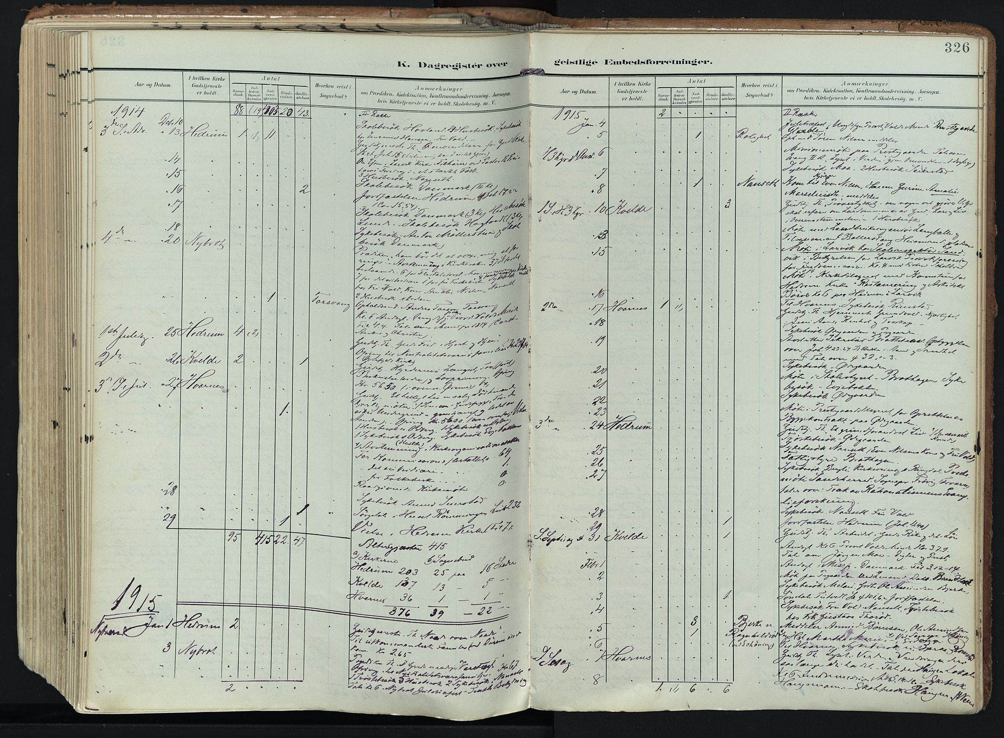 Hedrum kirkebøker, SAKO/A-344/F/Fa/L0010: Parish register (official) no. I 10, 1904-1918, p. 326