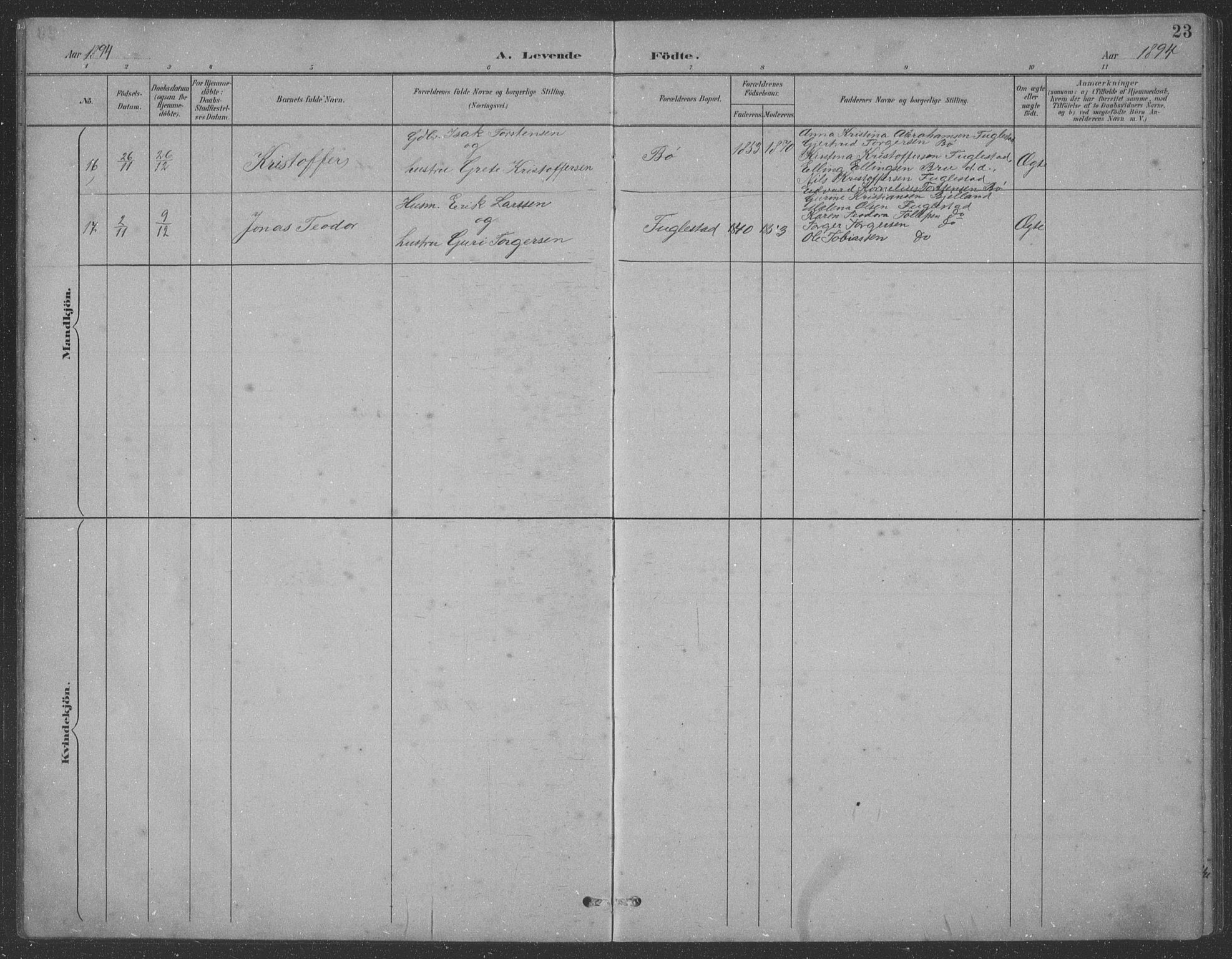 Eigersund sokneprestkontor, AV/SAST-A-101807/S09: Parish register (copy) no. B 21, 1890-1915, p. 23