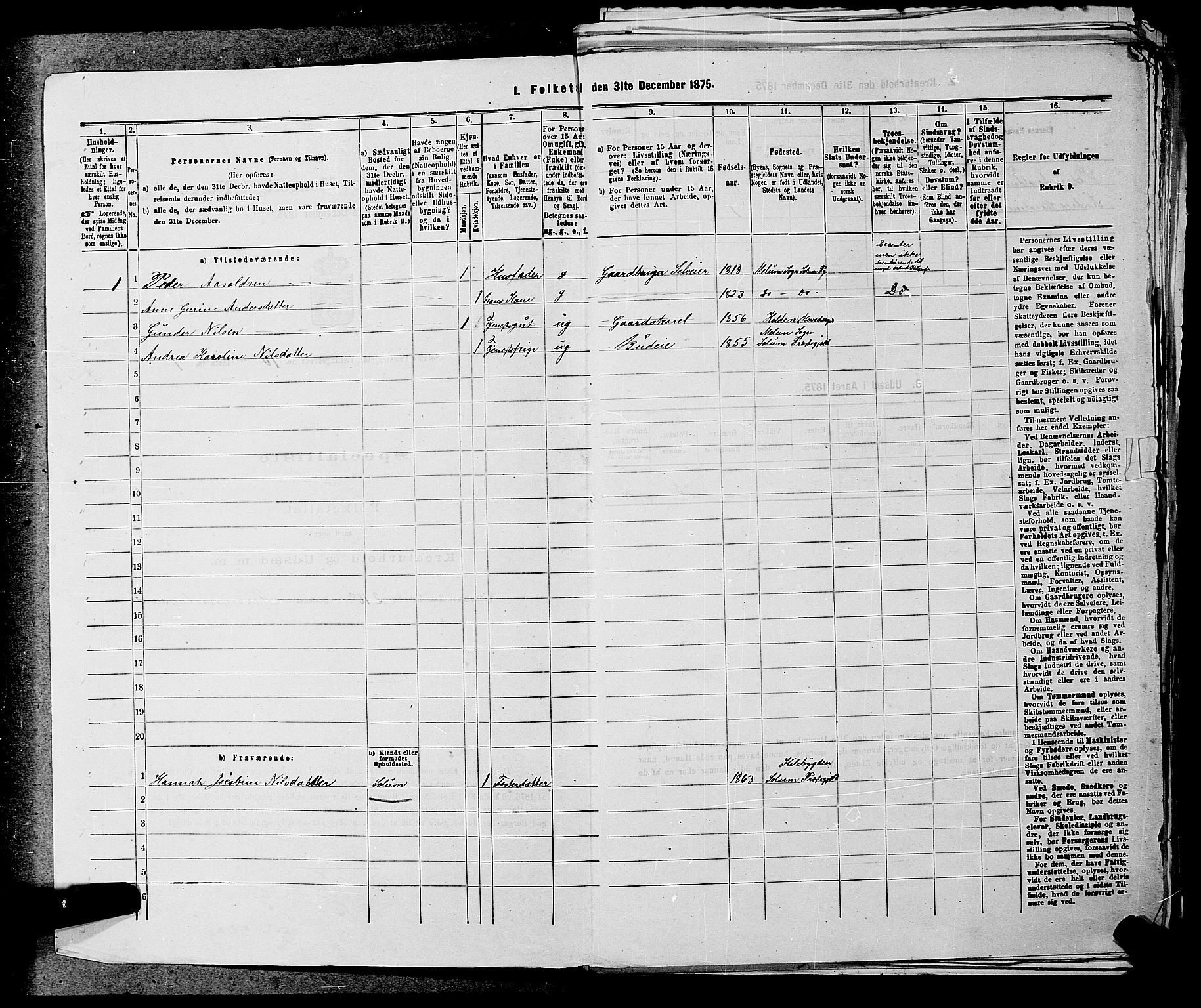 SAKO, 1875 census for 0818P Solum, 1875, p. 1464