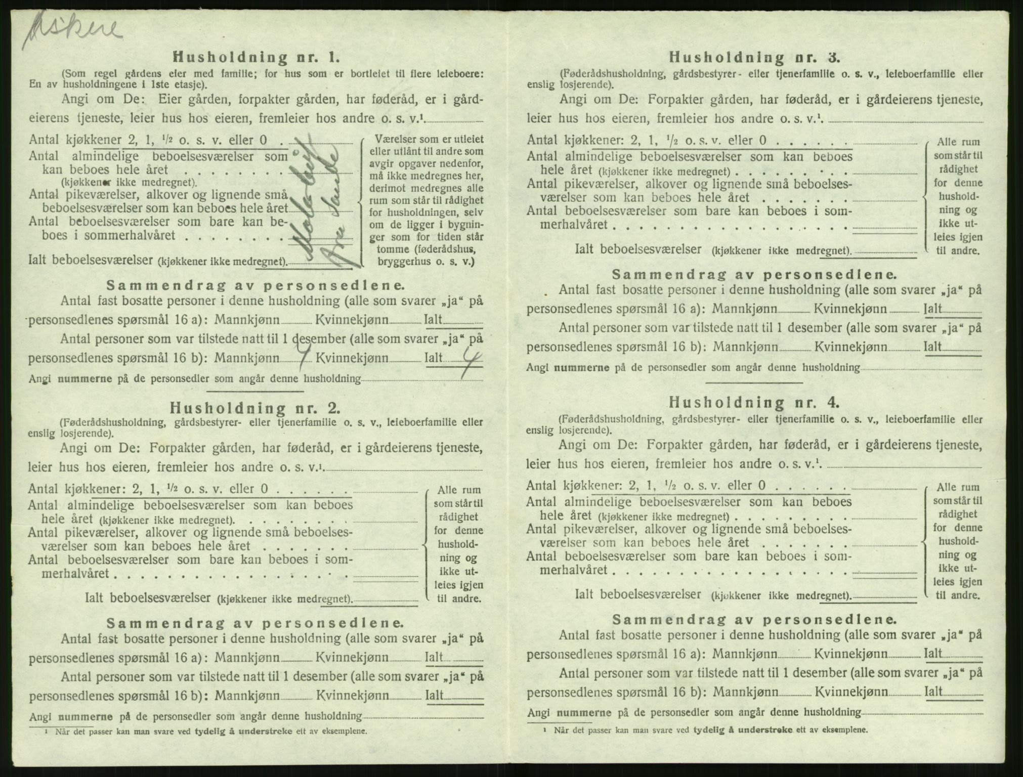 SAT, 1920 census for Volda, 1920, p. 1389