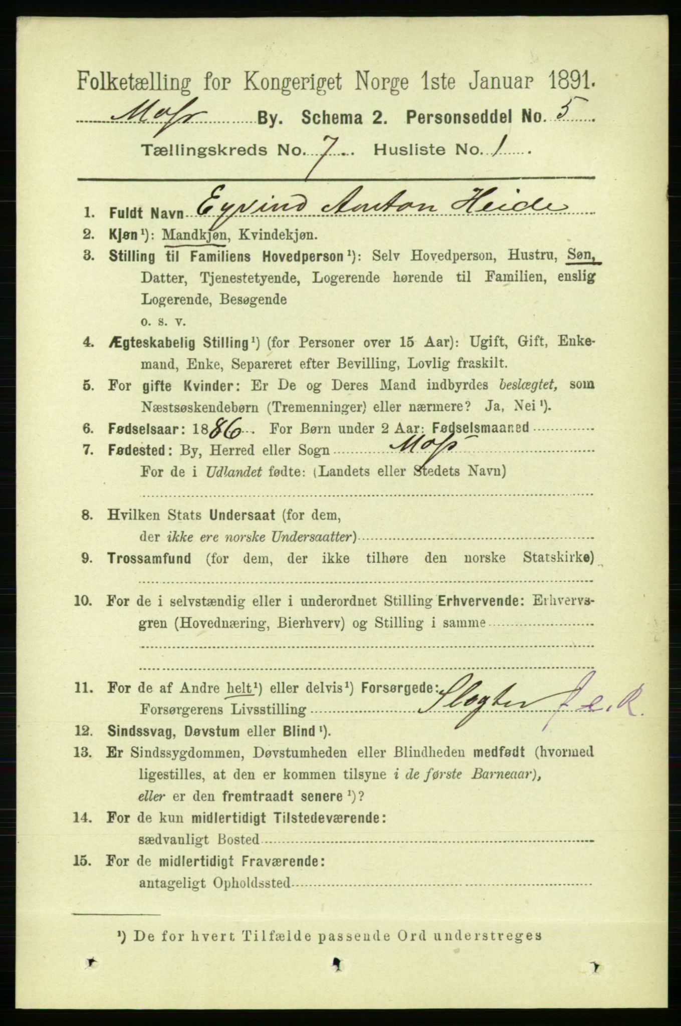 RA, 1891 census for 0104 Moss, 1891, p. 3556