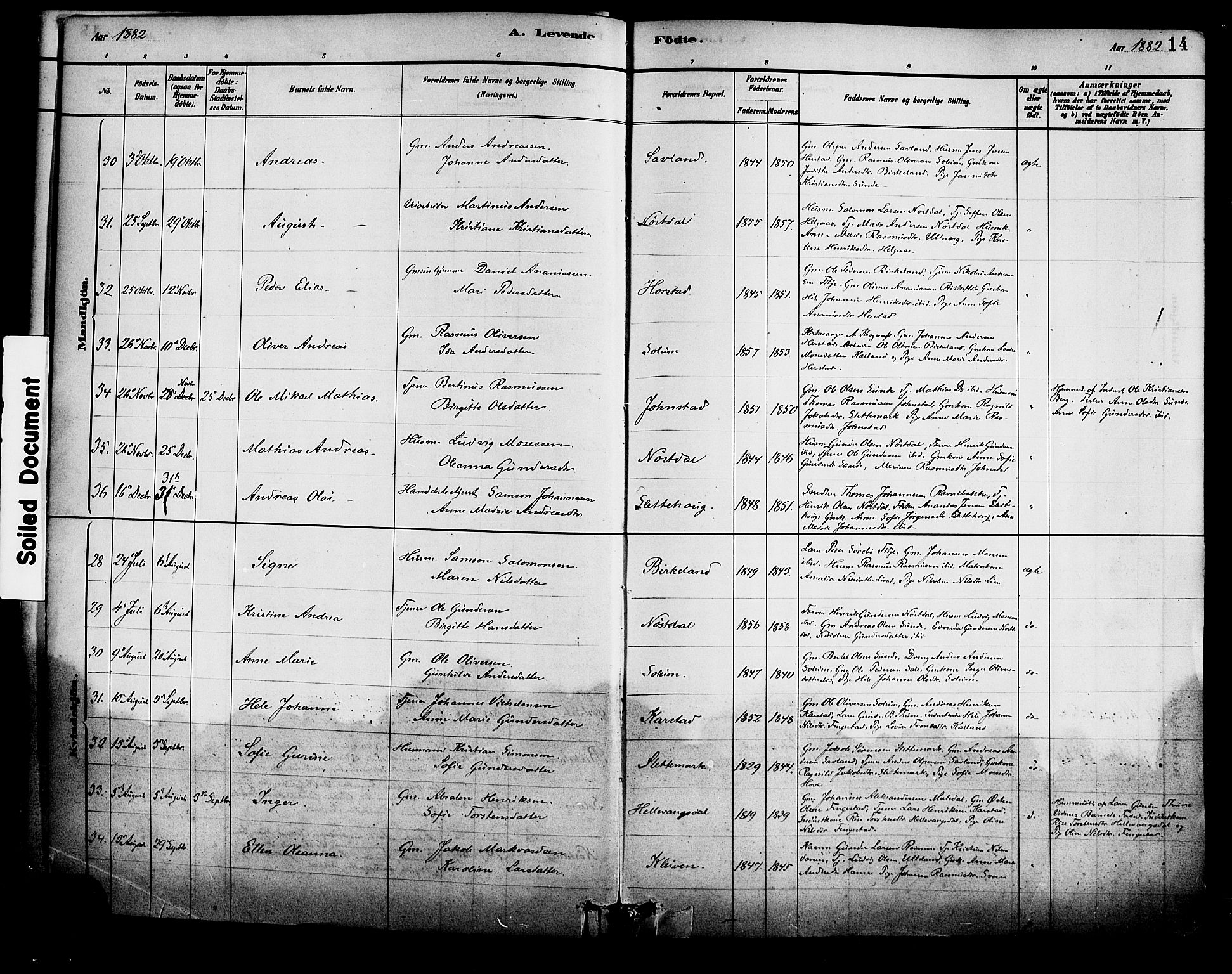 Førde sokneprestembete, AV/SAB-A-79901/H/Haa/Haad/L0001: Parish register (official) no. D 1, 1881-1898, p. 14