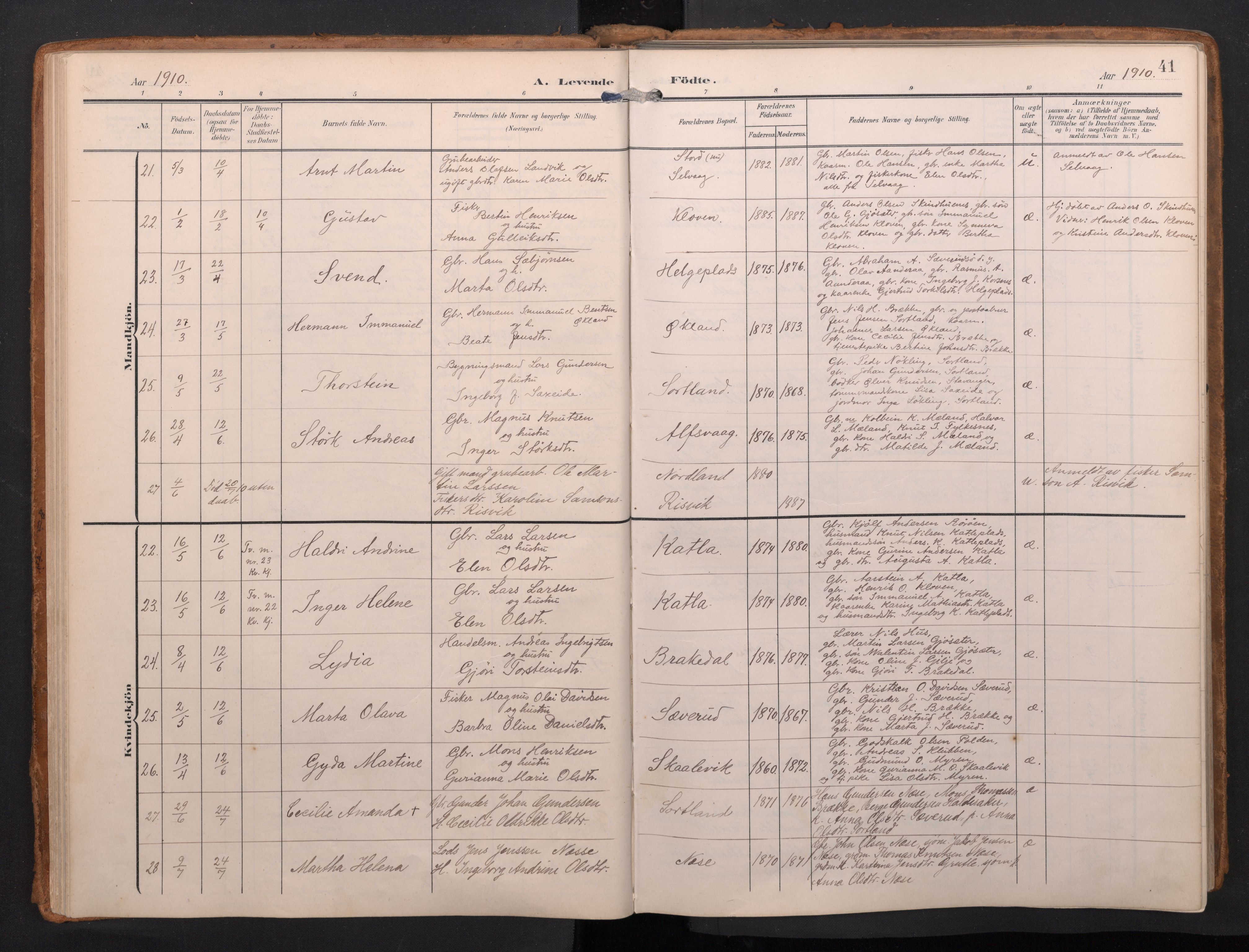 Finnås sokneprestembete, SAB/A-99925/H/Ha/Haa/Haac/L0003: Parish register (official) no. C 3, 1905-1917, p. 41