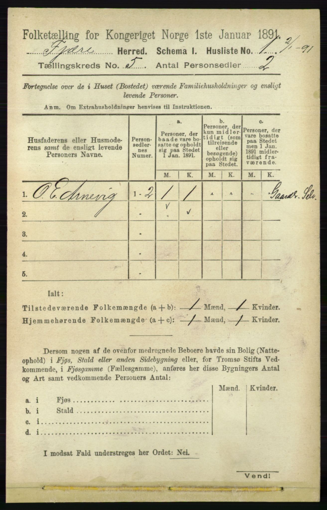 RA, 1891 census for 0923 Fjære, 1891, p. 2331