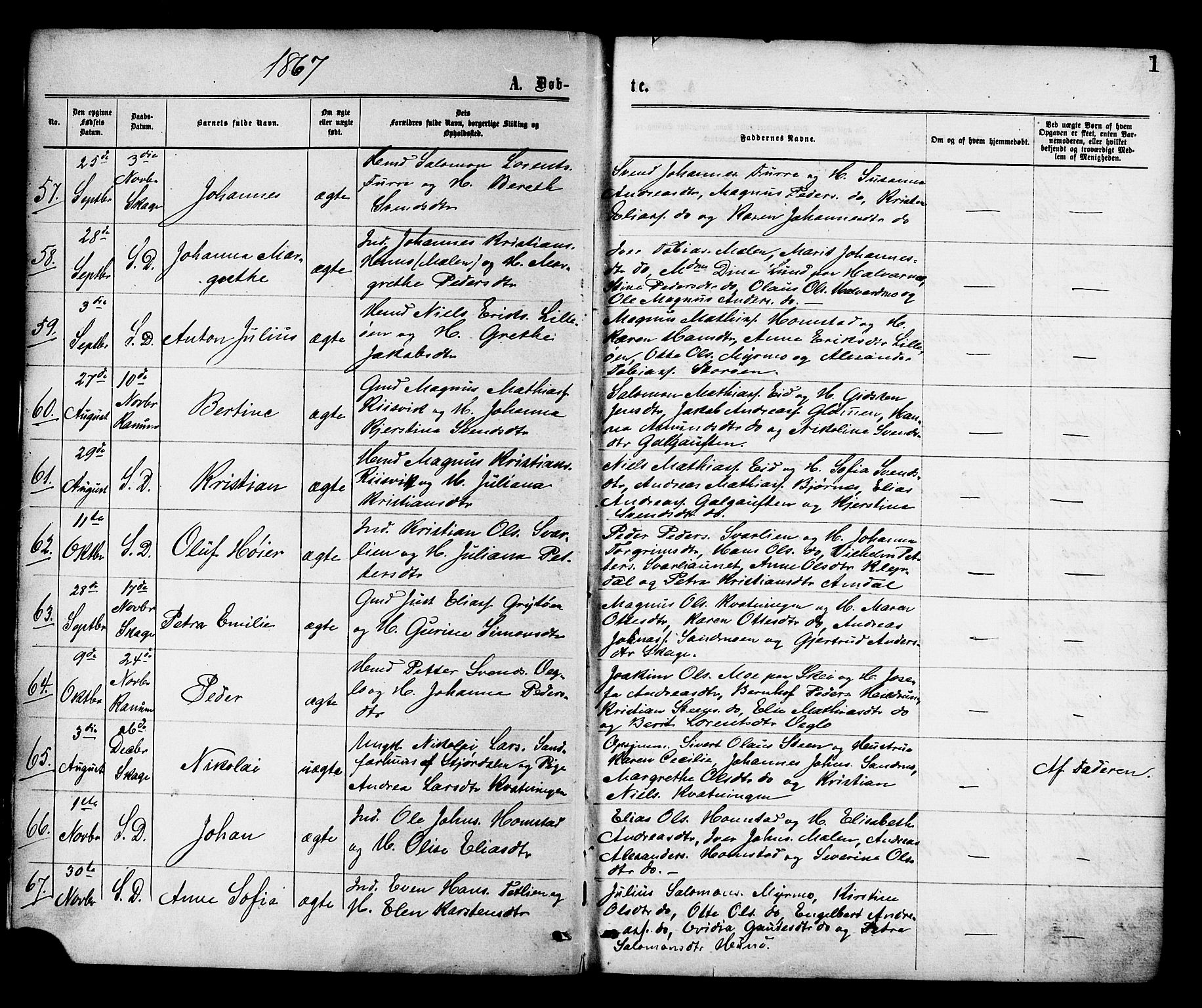 Ministerialprotokoller, klokkerbøker og fødselsregistre - Nord-Trøndelag, SAT/A-1458/764/L0554: Parish register (official) no. 764A09, 1867-1880, p. 1