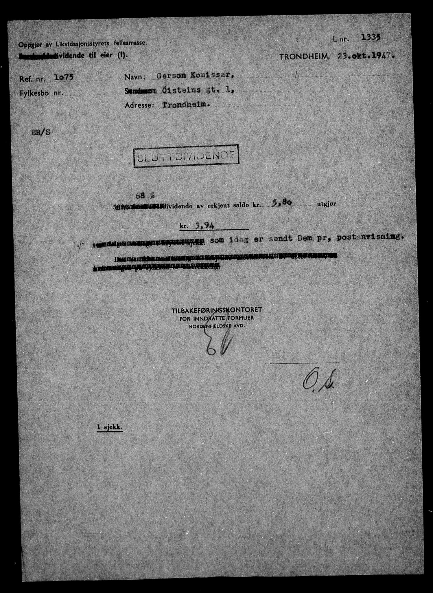 Justisdepartementet, Tilbakeføringskontoret for inndratte formuer, AV/RA-S-1564/H/Hc/Hca/L0902: --, 1945-1947, p. 361