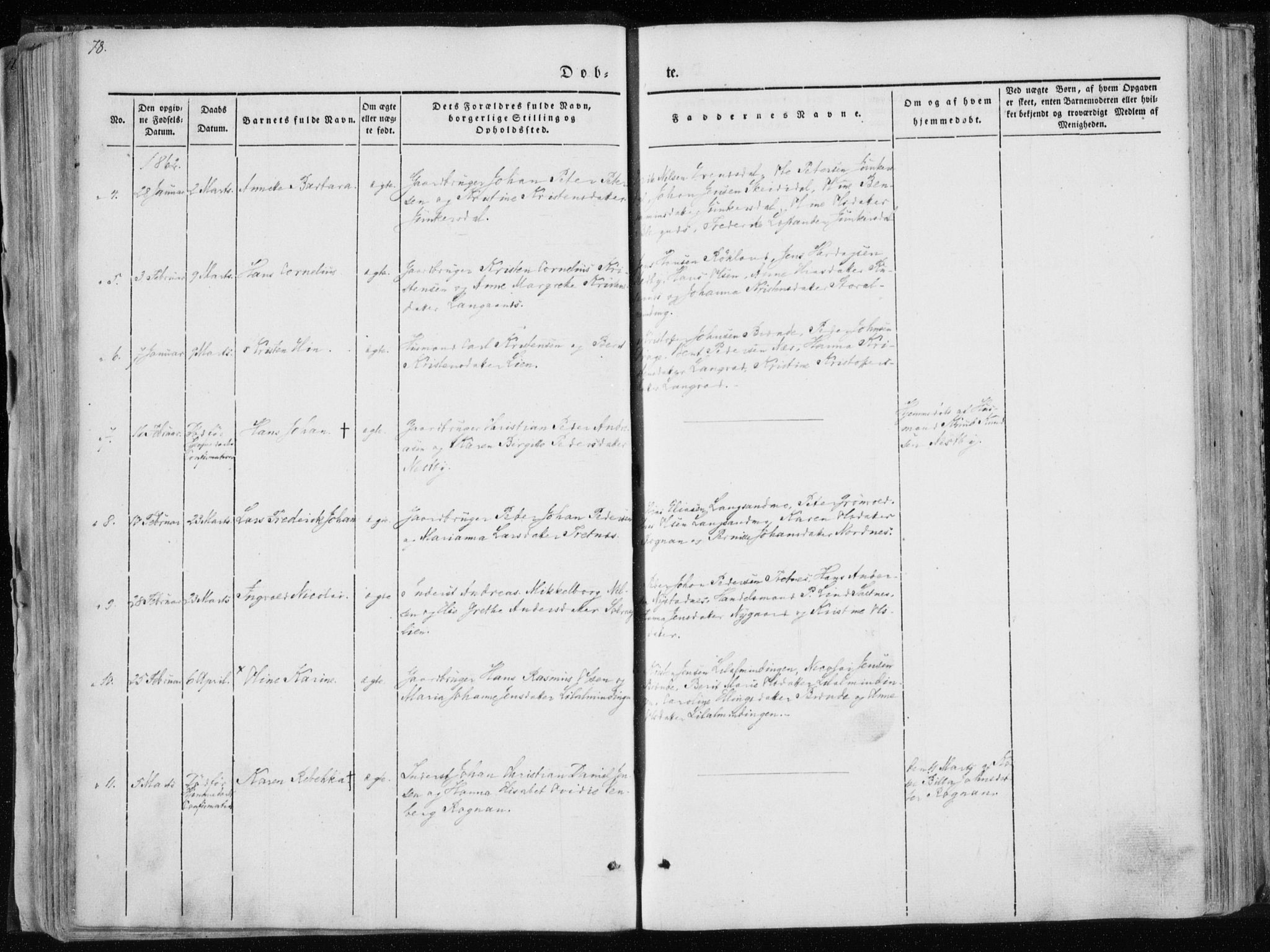 Ministerialprotokoller, klokkerbøker og fødselsregistre - Nordland, SAT/A-1459/847/L0666: Parish register (official) no. 847A06, 1842-1871, p. 78