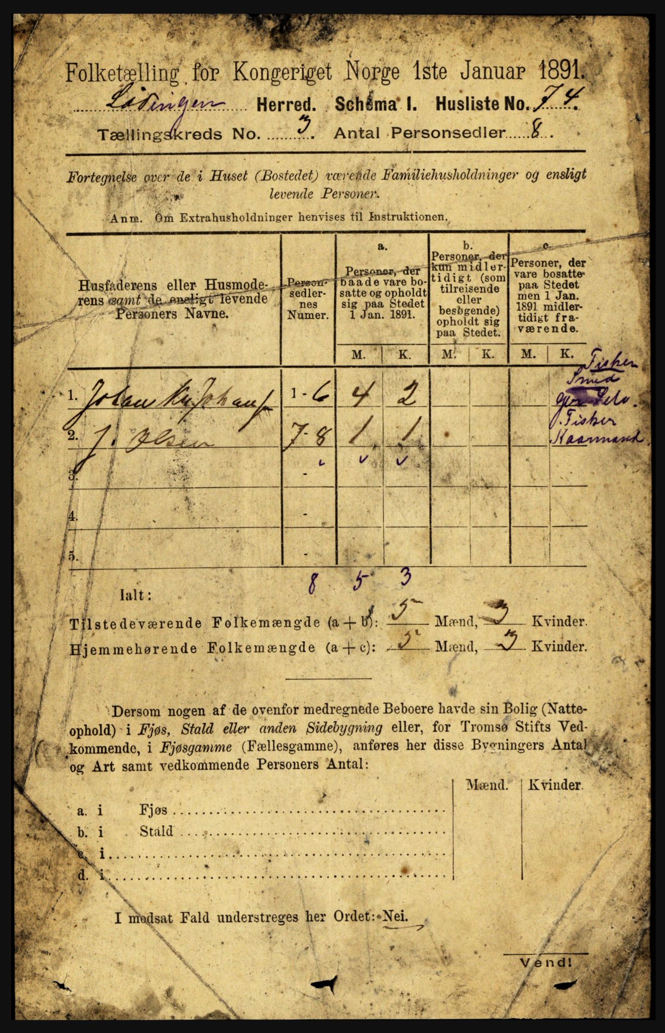 RA, 1891 census for 1851 Lødingen, 1891, p. 1370