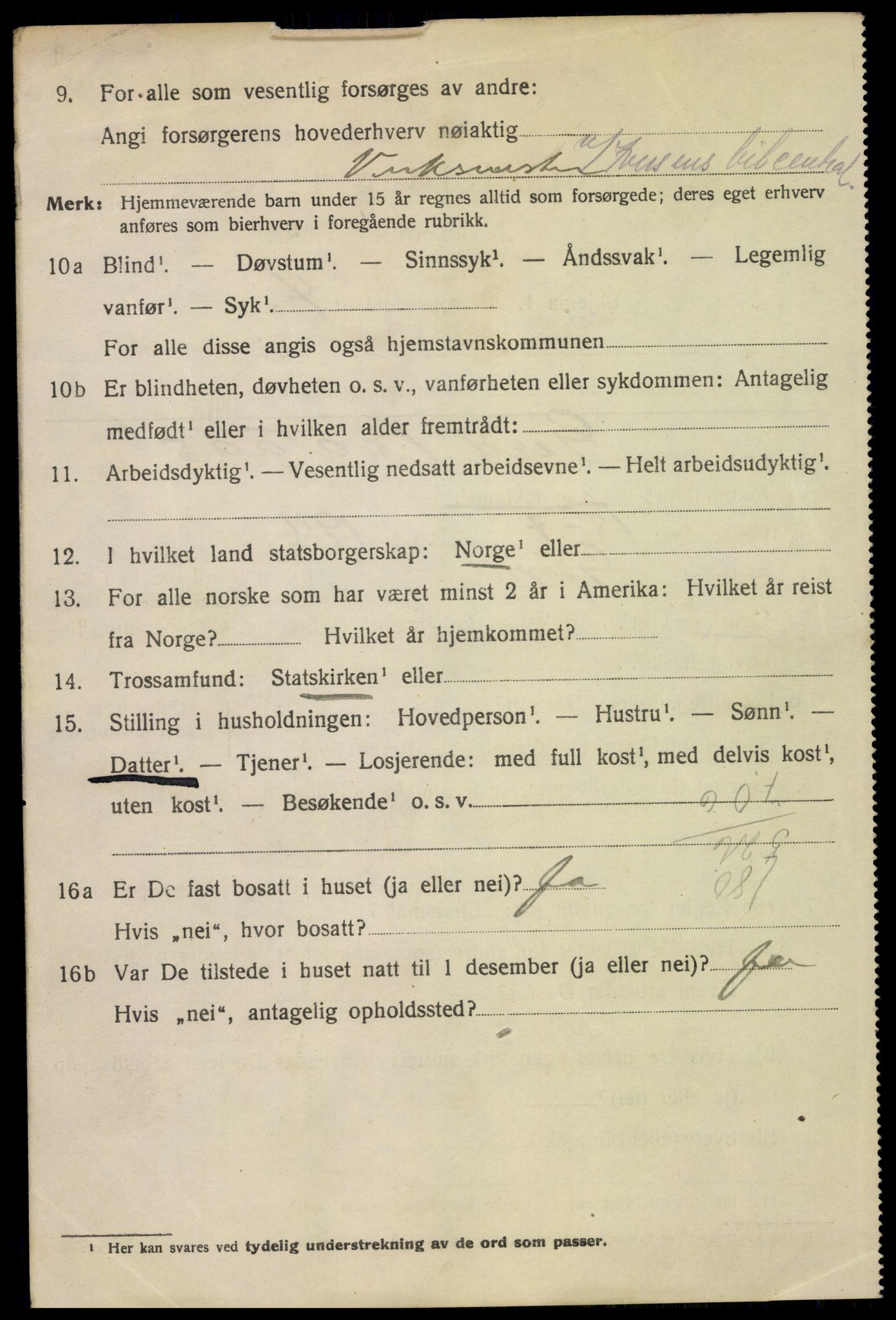 SAH, 1920 census for Lillehammer, 1920, p. 4661