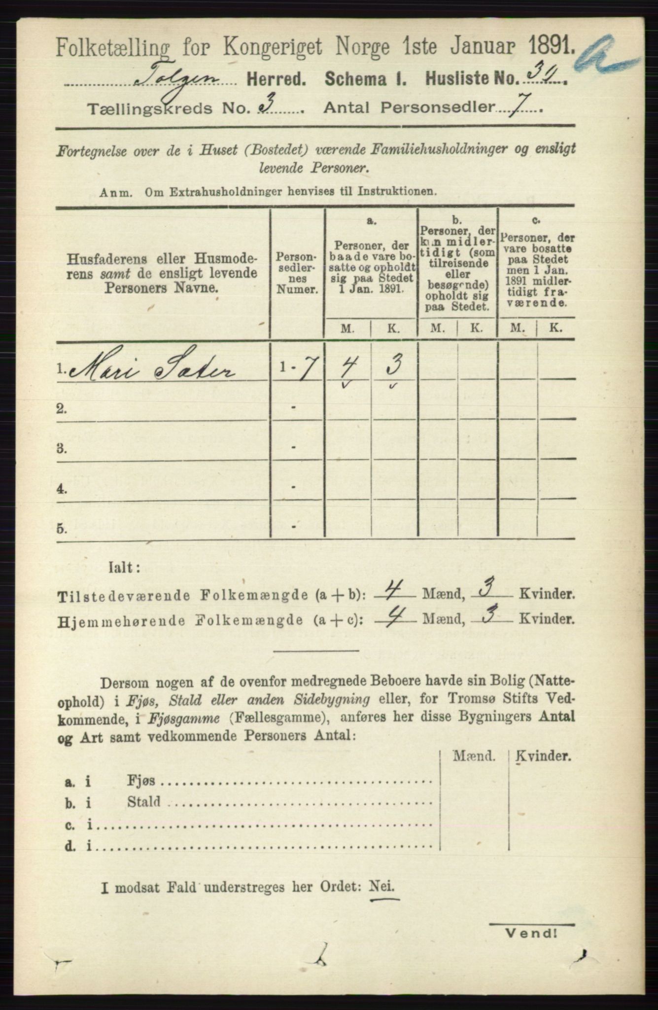 RA, 1891 census for 0436 Tolga, 1891, p. 528