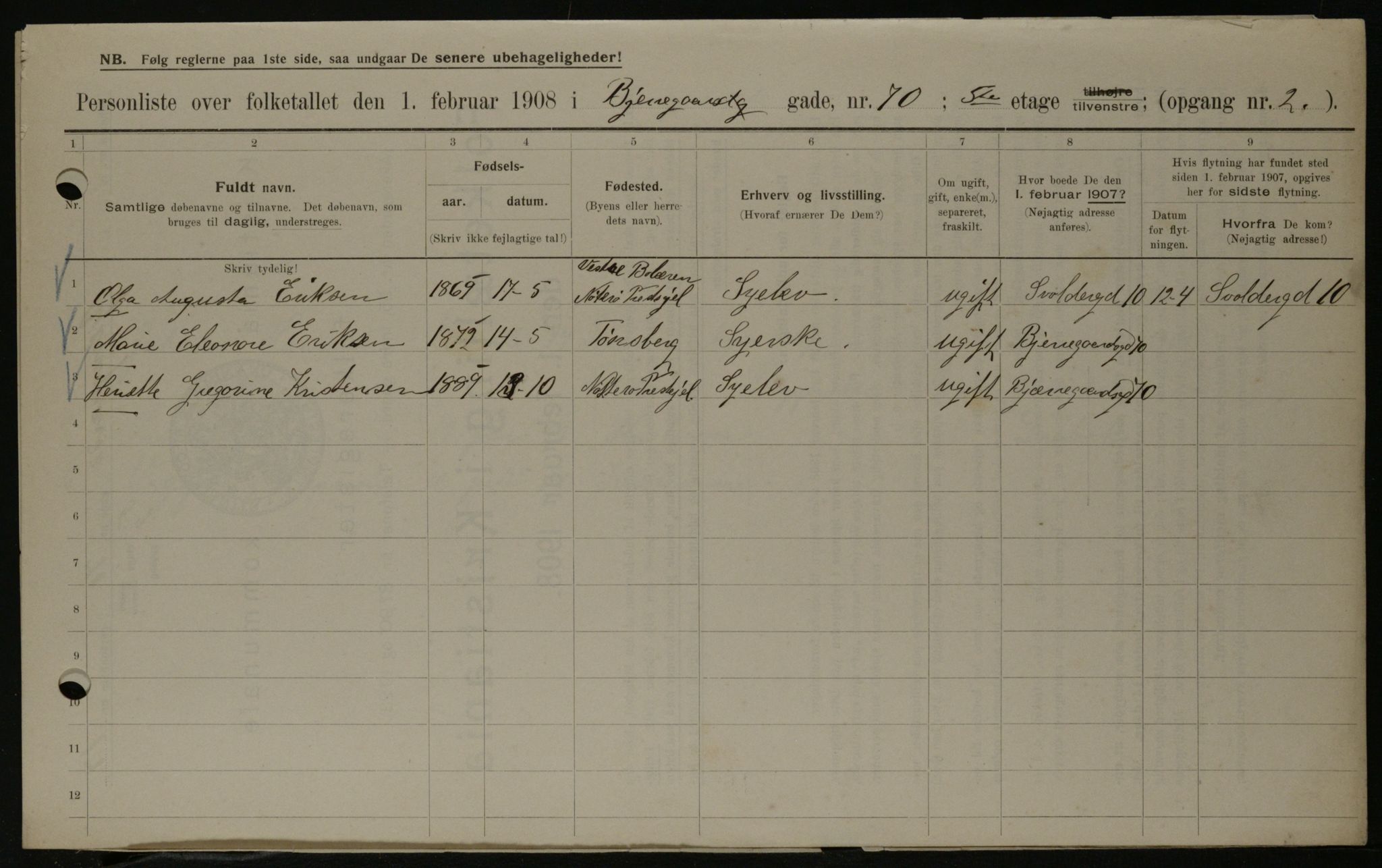 OBA, Municipal Census 1908 for Kristiania, 1908, p. 6292