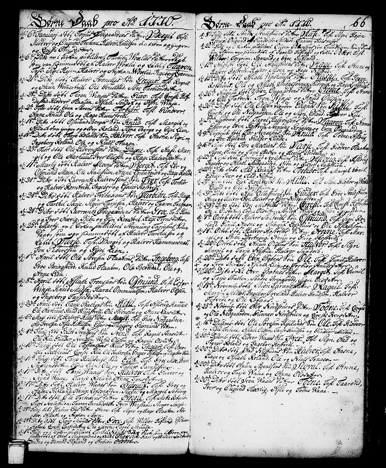 Vinje kirkebøker, SAKO/A-312/F/Fa/L0002: Parish register (official) no. I 2, 1767-1814, p. 66