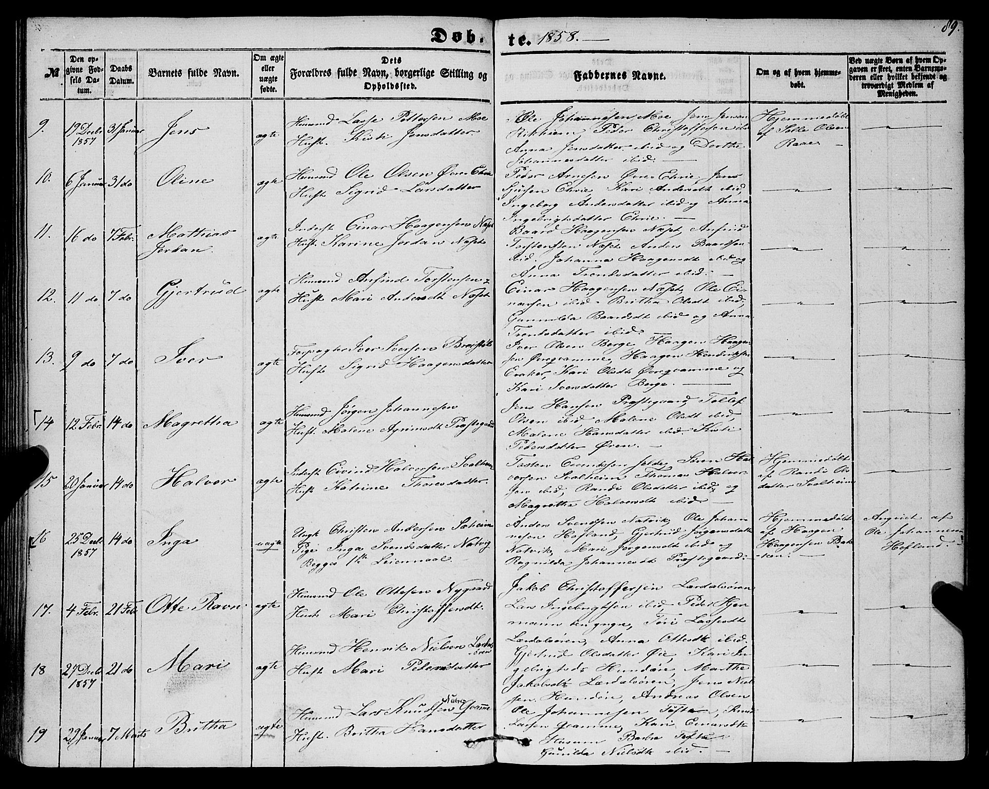 Lærdal sokneprestembete, SAB/A-81201: Parish register (official) no. A 11, 1850-1866, p. 89