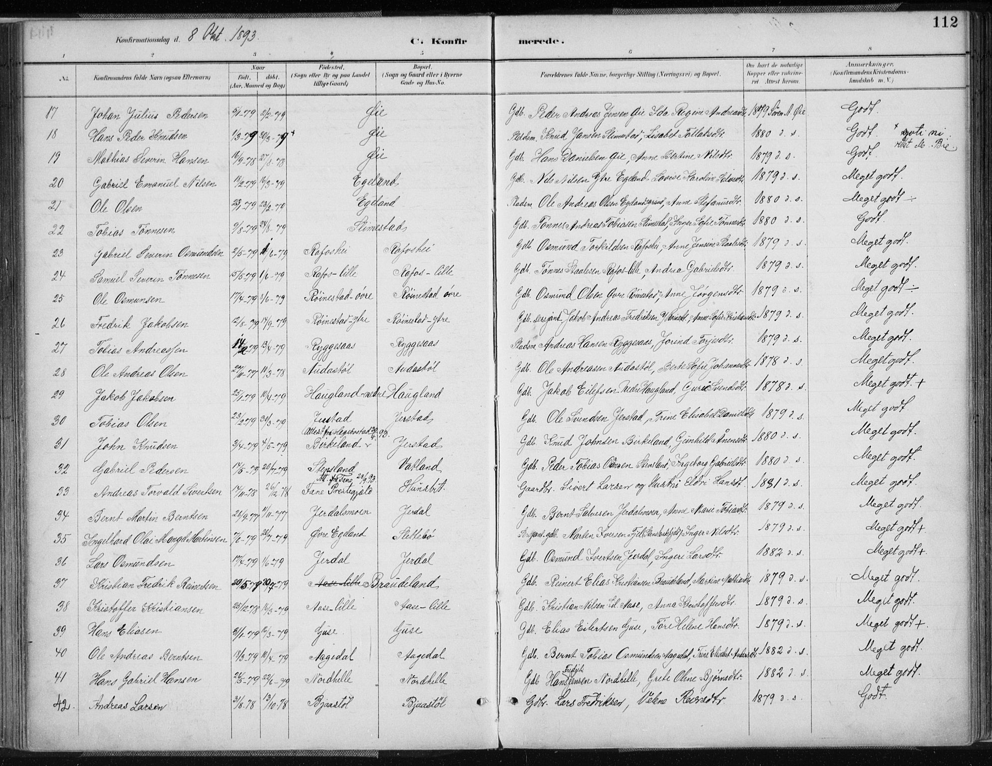 Kvinesdal sokneprestkontor, AV/SAK-1111-0026/F/Fa/Fab/L0008: Parish register (official) no. A 8, 1886-1897, p. 112