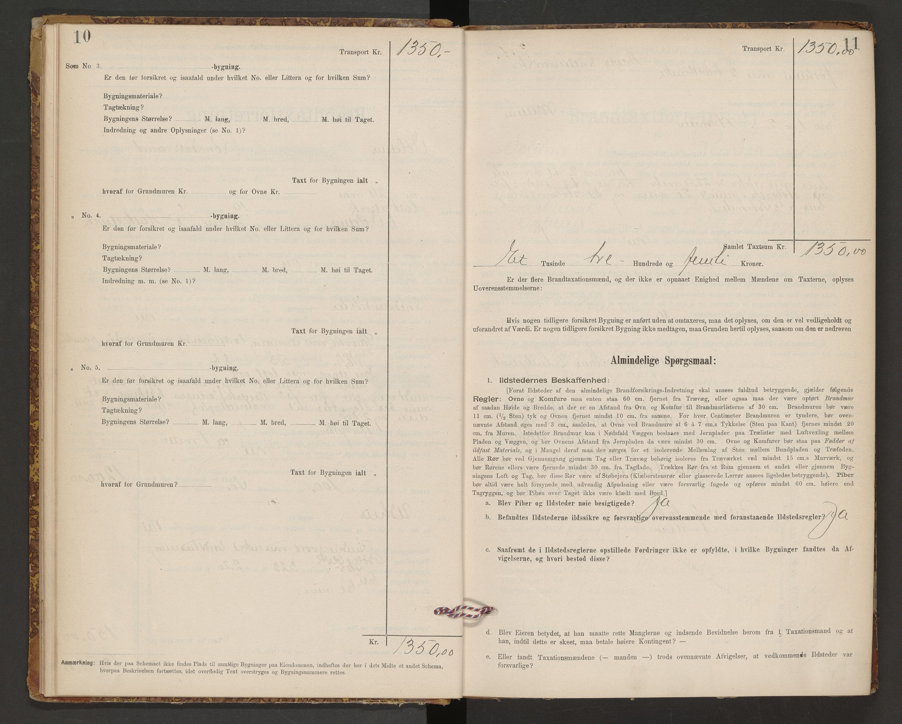 Norges Brannkasse Volda, AV/SAT-A-5488/F/Fb/L0001: Branntakstprotokoll, 1905-1944, p. 10-11