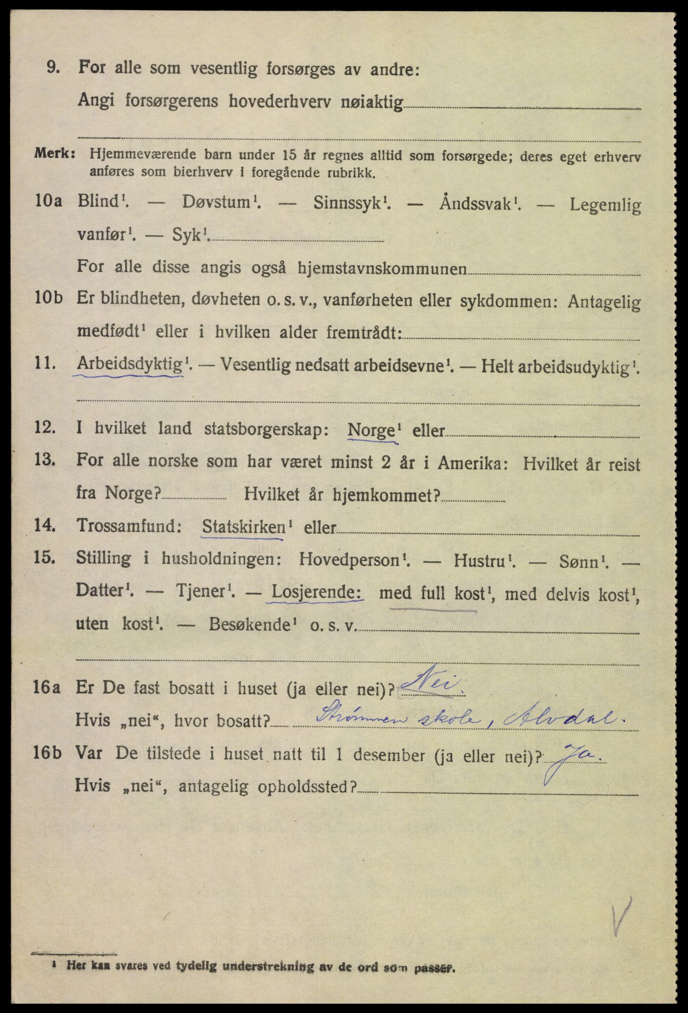 SAH, 1920 census for Alvdal, 1920, p. 1451