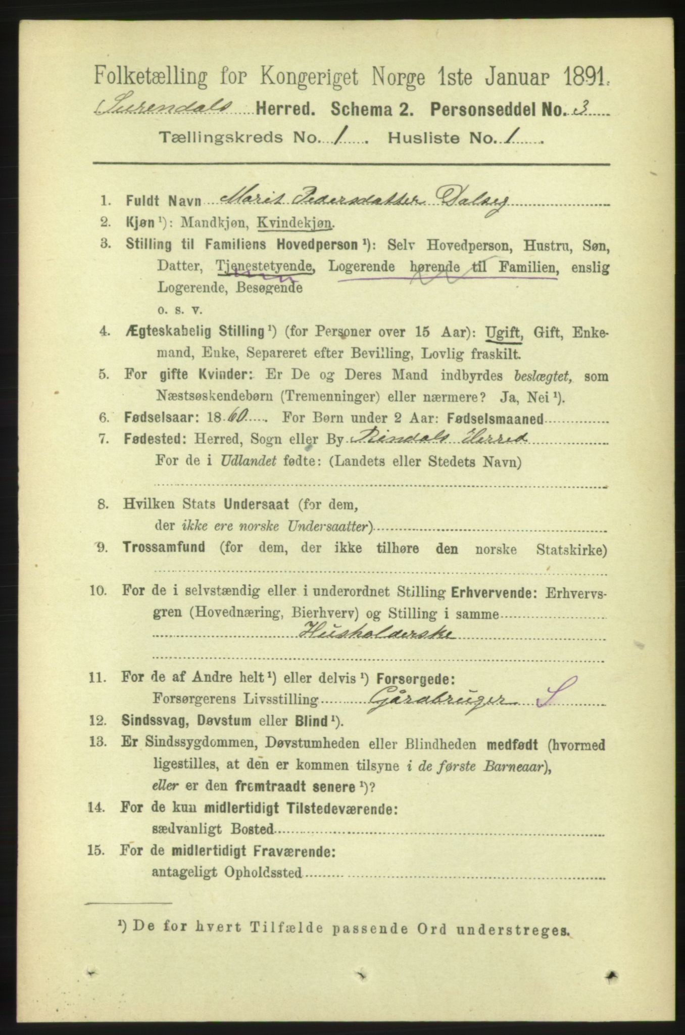 RA, 1891 census for 1566 Surnadal, 1891, p. 96