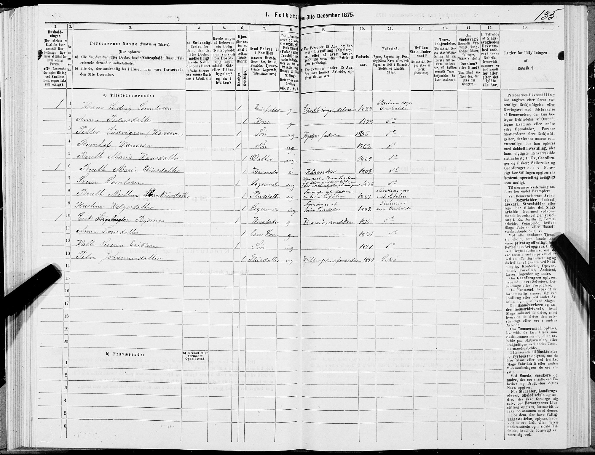 SAT, 1875 census for 1744P Overhalla, 1875, p. 1135