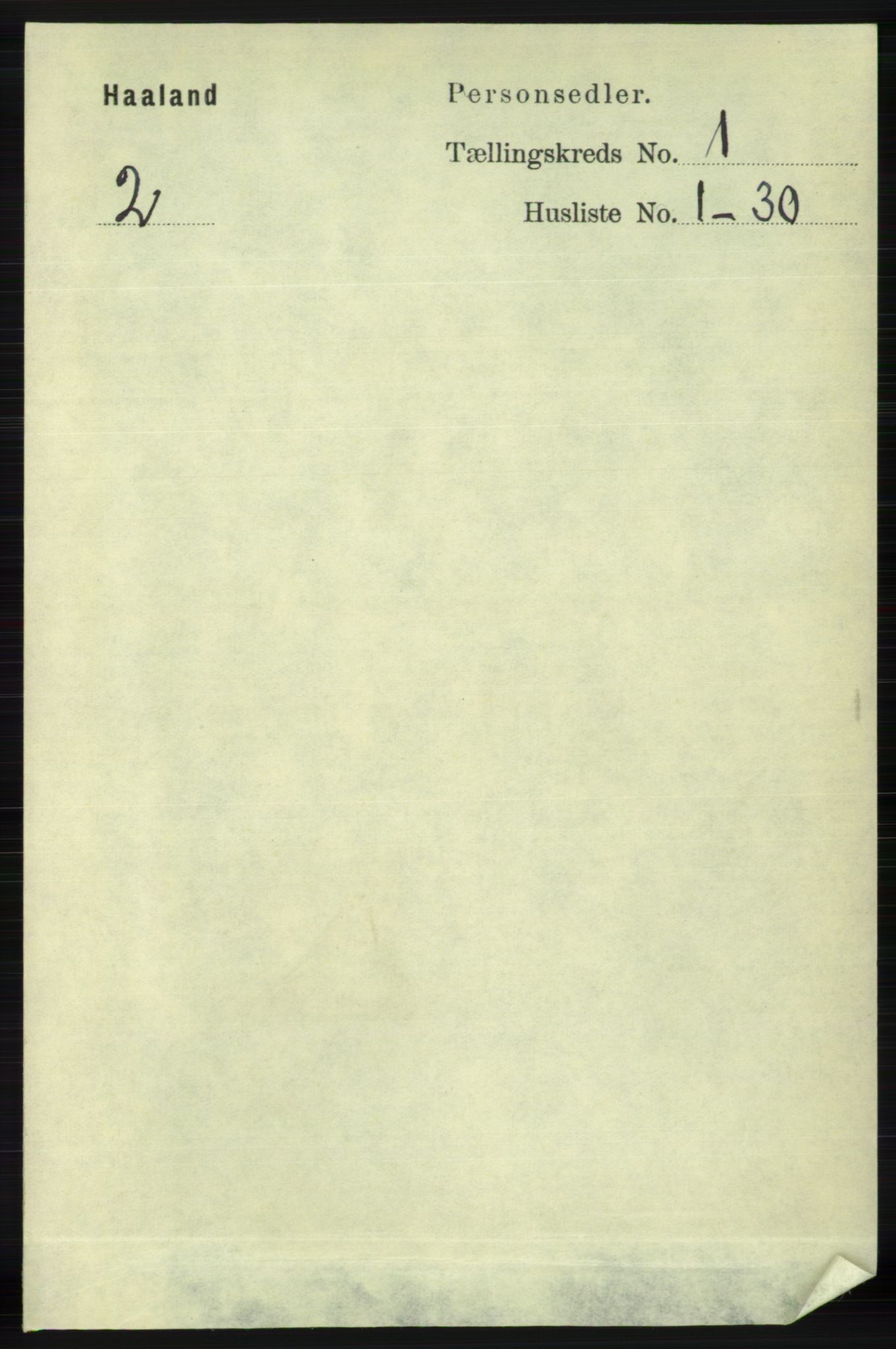 RA, 1891 census for 1124 Haaland, 1891, p. 130