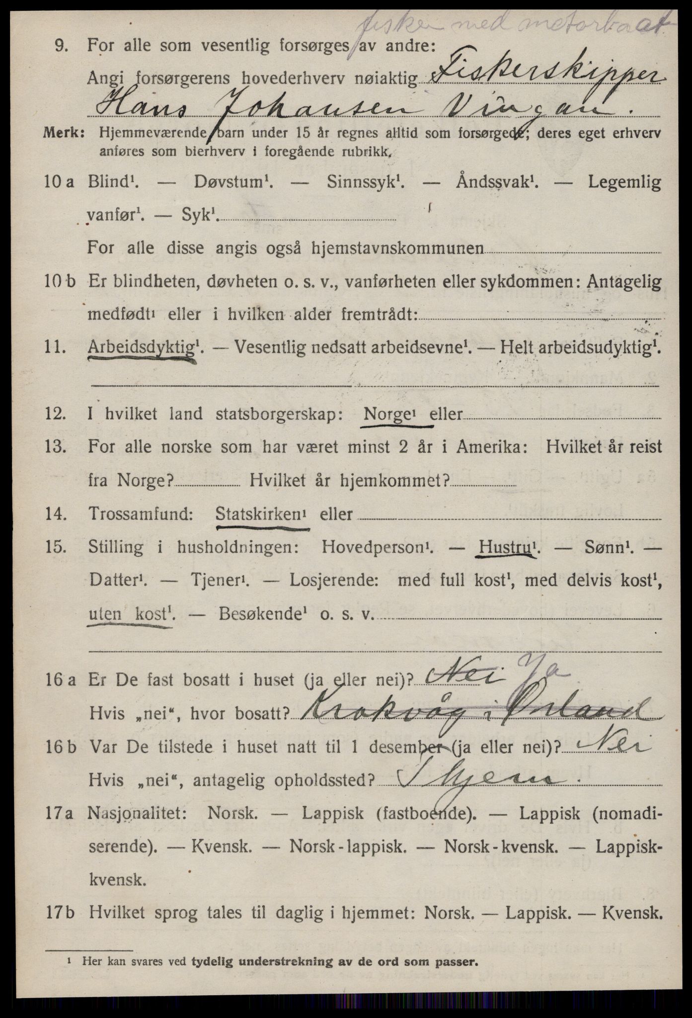SAT, 1920 census for Ørland, 1920, p. 1414