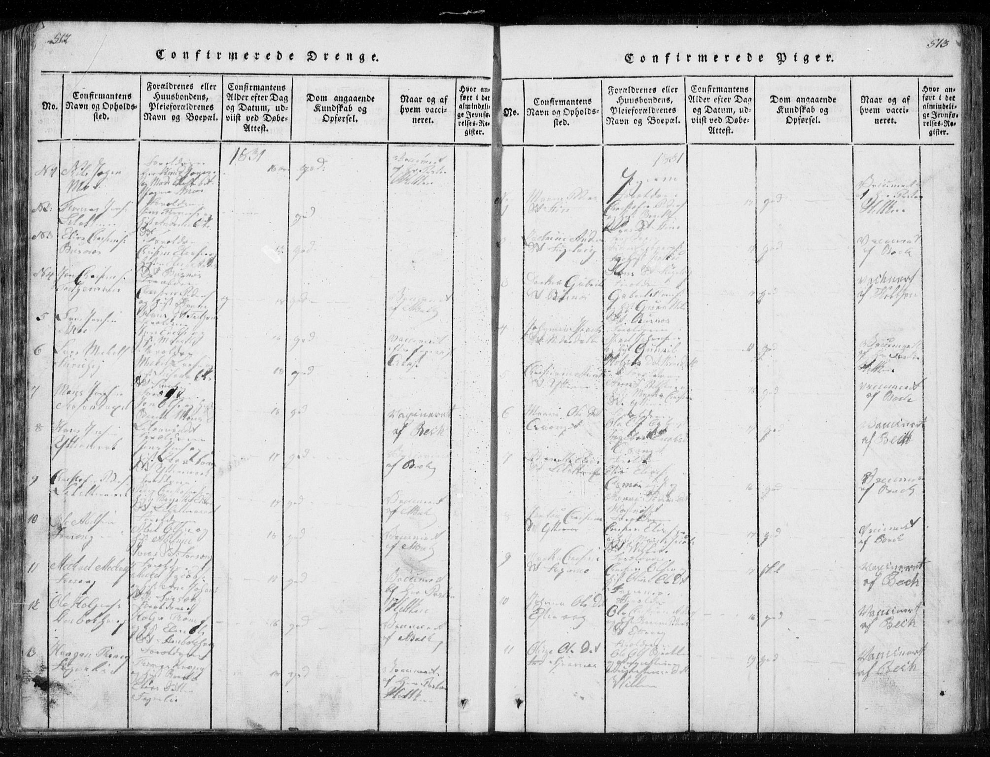 Ministerialprotokoller, klokkerbøker og fødselsregistre - Nordland, AV/SAT-A-1459/827/L0412: Parish register (copy) no. 827C01, 1820-1841, p. 512-513