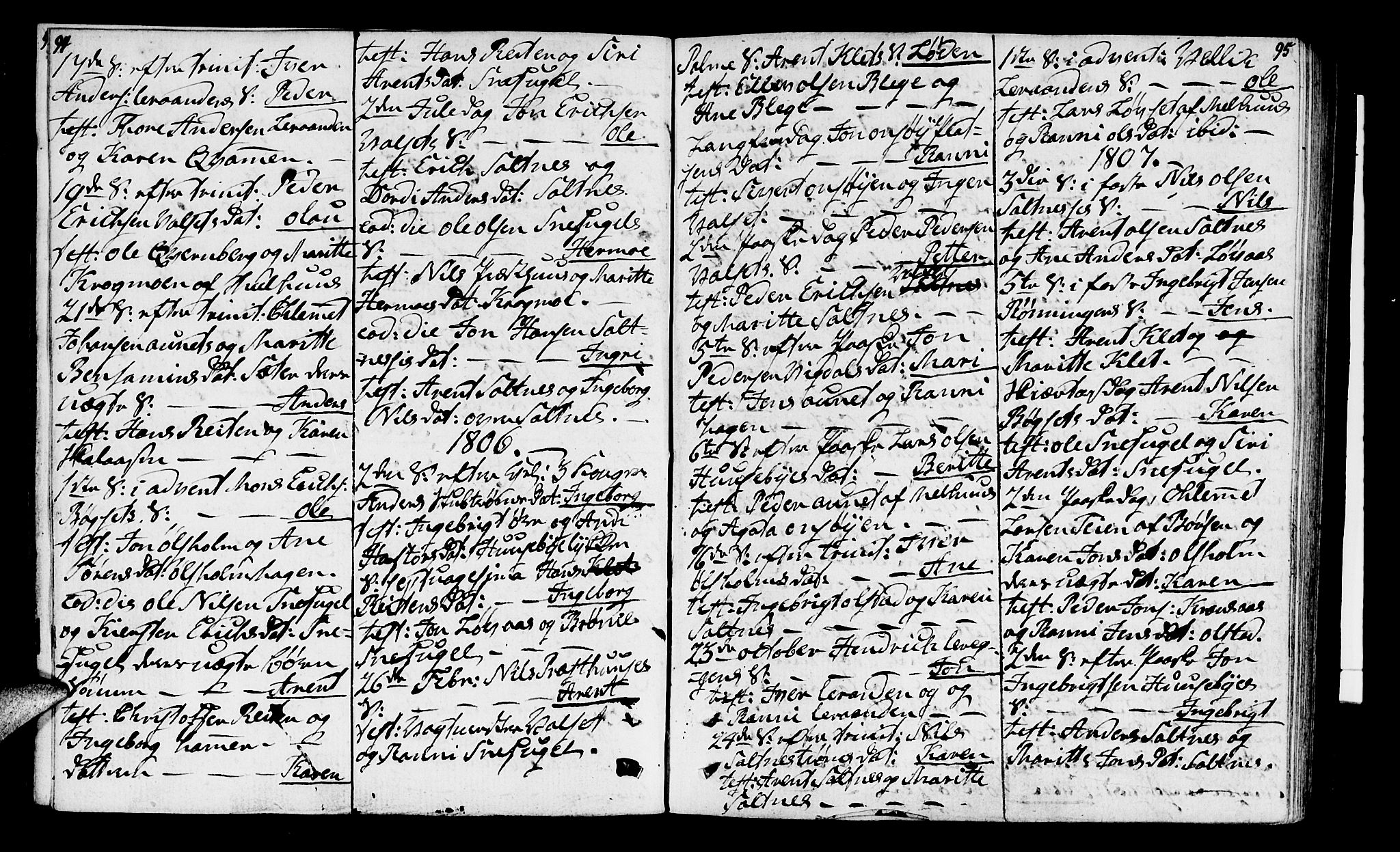 Ministerialprotokoller, klokkerbøker og fødselsregistre - Sør-Trøndelag, SAT/A-1456/666/L0785: Parish register (official) no. 666A03, 1803-1816, p. 94-95