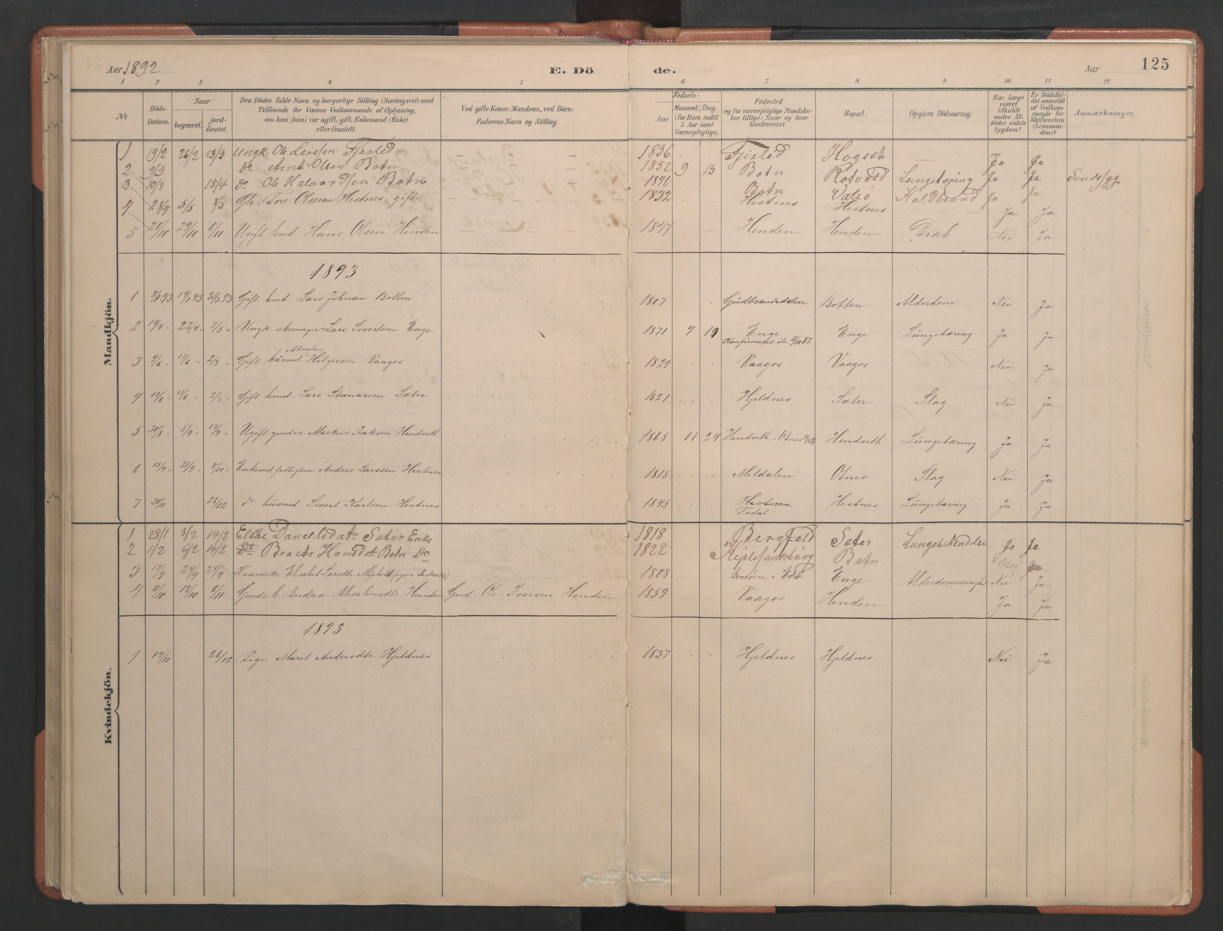 Ministerialprotokoller, klokkerbøker og fødselsregistre - Møre og Romsdal, AV/SAT-A-1454/580/L0926: Parish register (copy) no. 580C01, 1882-1903, p. 125