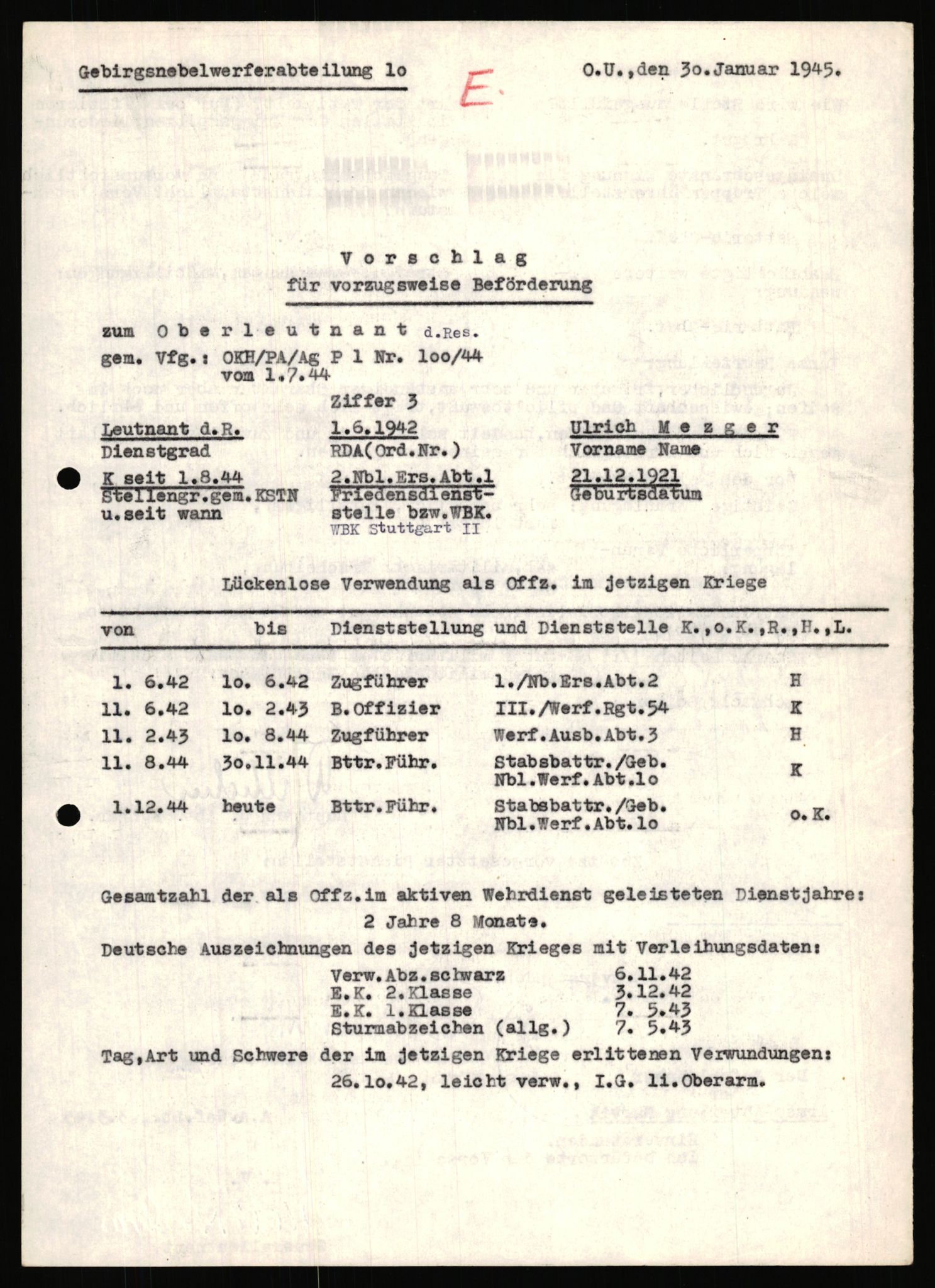 Forsvarets Overkommando. 2 kontor. Arkiv 11.4. Spredte tyske arkivsaker, AV/RA-RAFA-7031/D/Dar/Dara/L0018: Personalbøker, 1940-1945, p. 1165