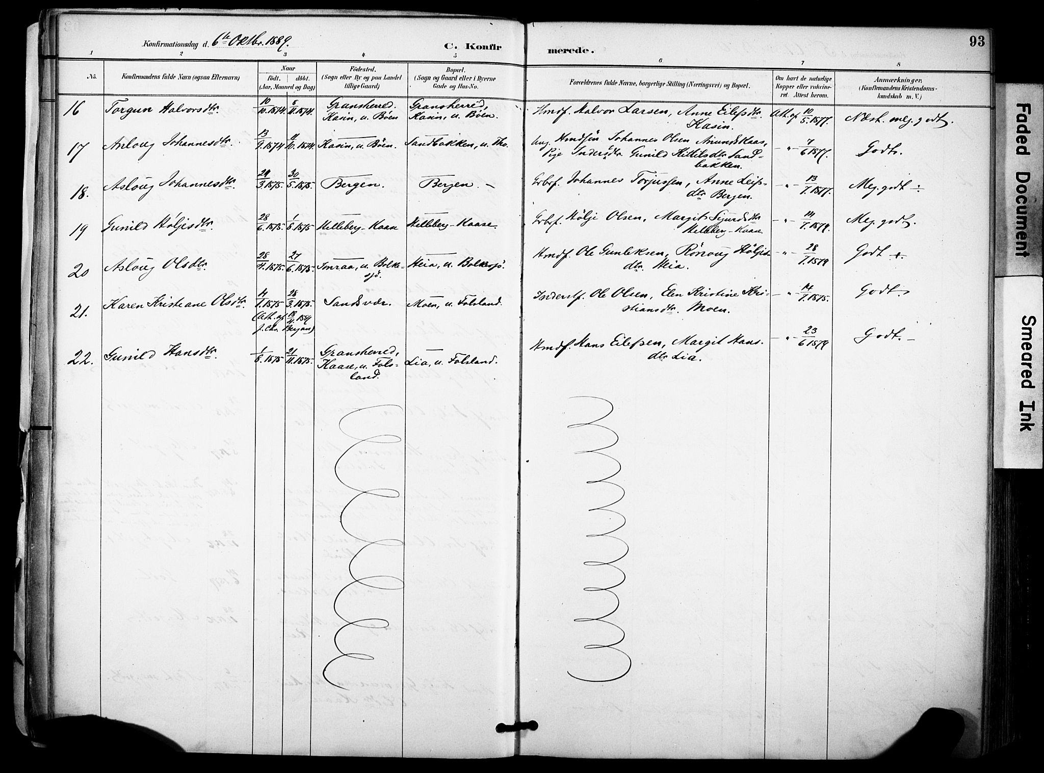 Gransherad kirkebøker, AV/SAKO-A-267/F/Fa/L0005: Parish register (official) no. I 5, 1887-1916, p. 93