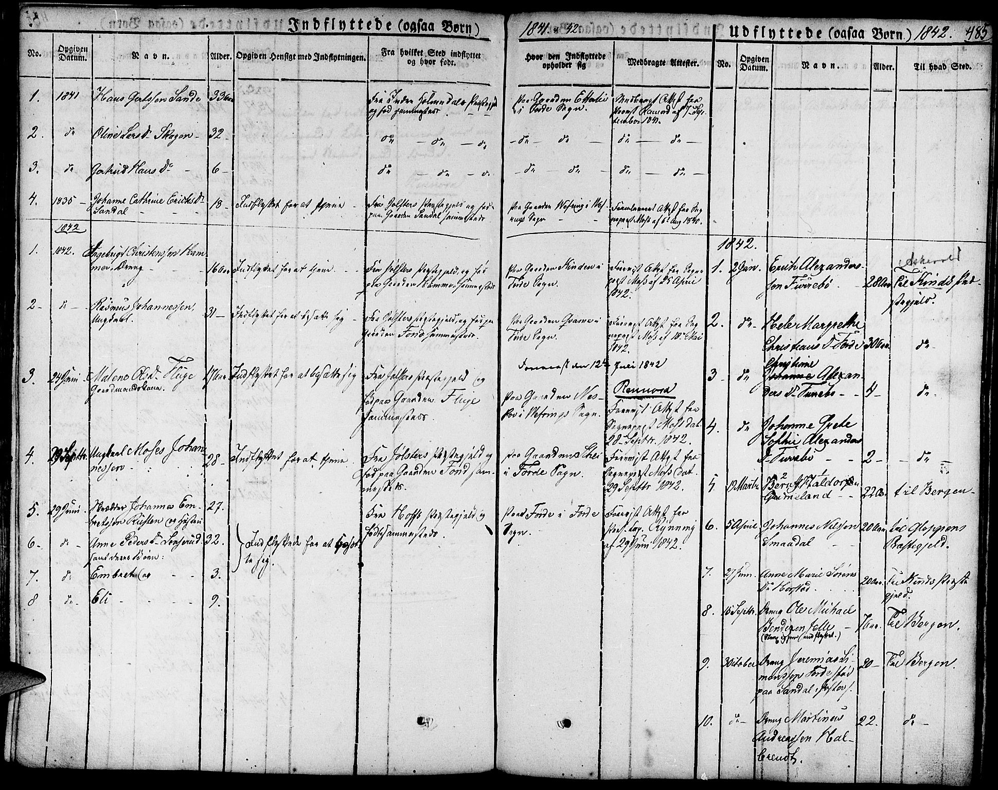 Førde sokneprestembete, SAB/A-79901/H/Haa/Haaa/L0006: Parish register (official) no. A 6, 1821-1842, p. 485