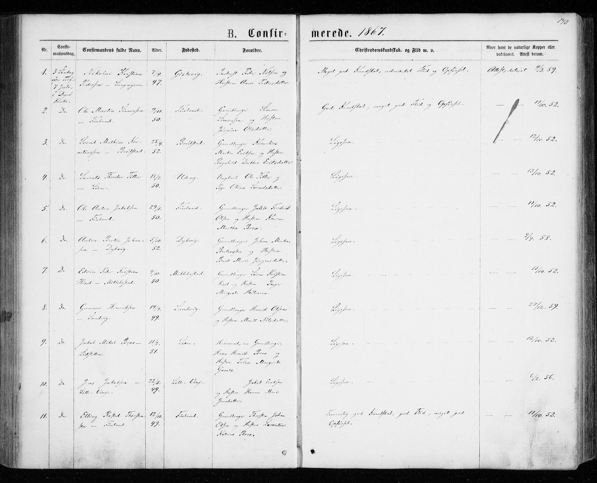 Tranøy sokneprestkontor, AV/SATØ-S-1313/I/Ia/Iaa/L0008kirke: Parish register (official) no. 8, 1867-1877, p. 140