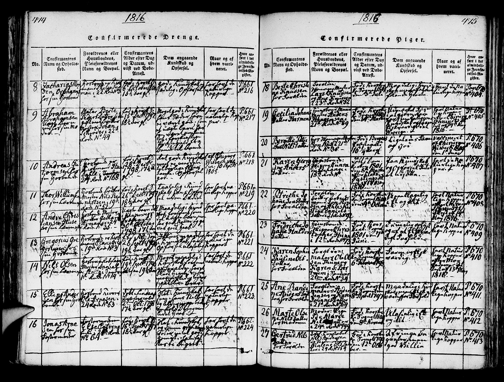 Korskirken sokneprestembete, AV/SAB-A-76101/H/Hab: Parish register (copy) no. A 1b, 1815-1821, p. 474-475