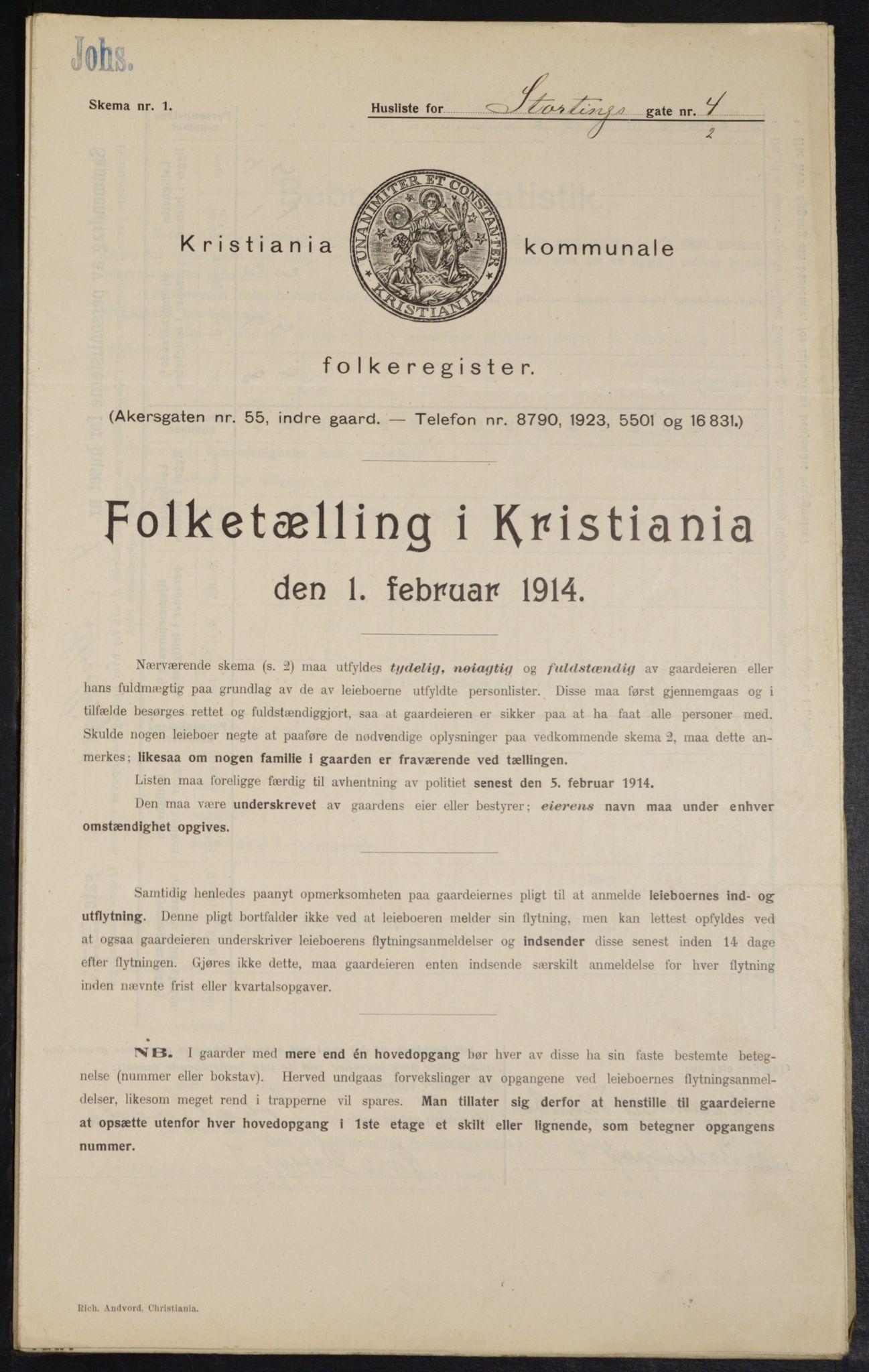 OBA, Municipal Census 1914 for Kristiania, 1914, p. 104201