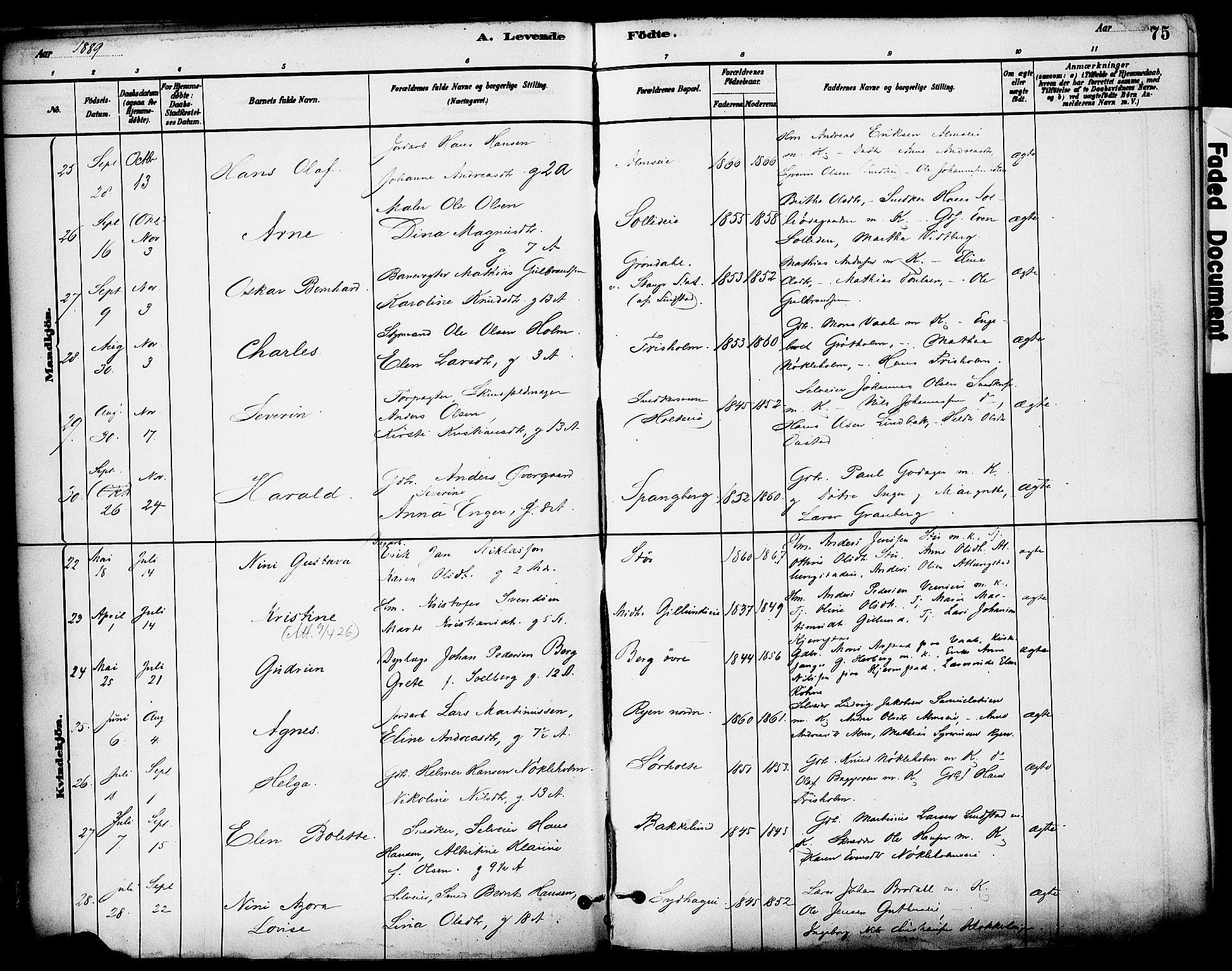 Stange prestekontor, AV/SAH-PREST-002/K/L0017: Parish register (official) no. 17, 1880-1893, p. 75