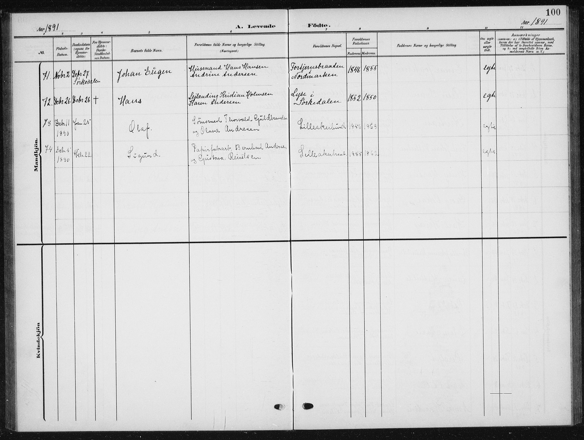 Vestre Aker prestekontor Kirkebøker, SAO/A-10025/F/Fb/L0001: Parish register (official) no. II 1, 1880-1906, p. 100