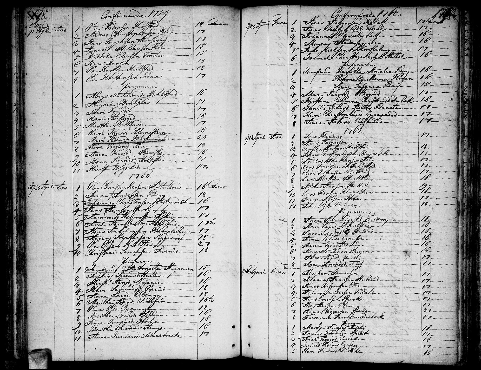 Ås prestekontor Kirkebøker, AV/SAO-A-10894/F/Fa/L0001: Parish register (official) no. I 1, 1742-1778, p. 178-179