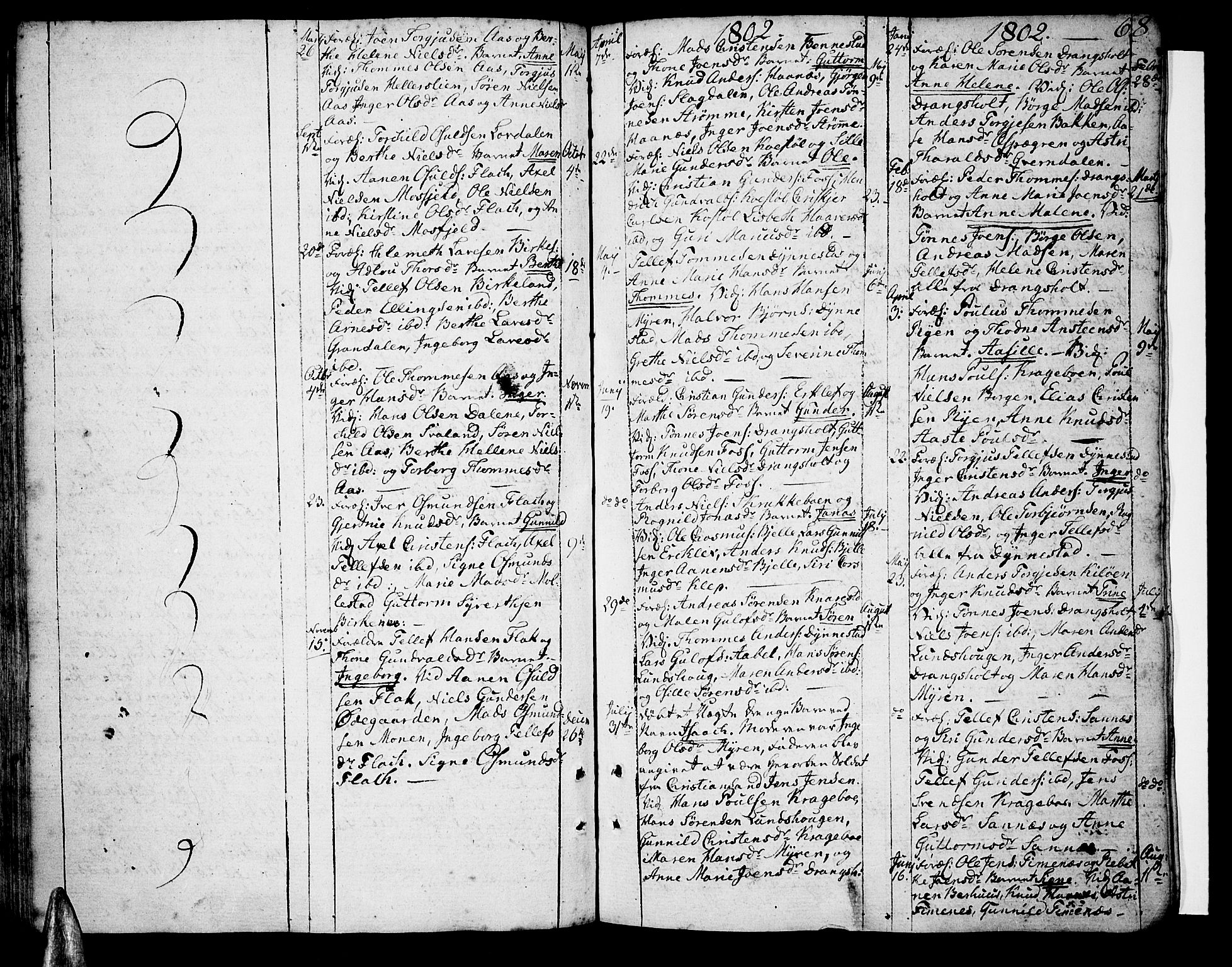 Tveit sokneprestkontor, AV/SAK-1111-0043/F/Fa/L0001: Parish register (official) no. A 1, 1794-1819, p. 68