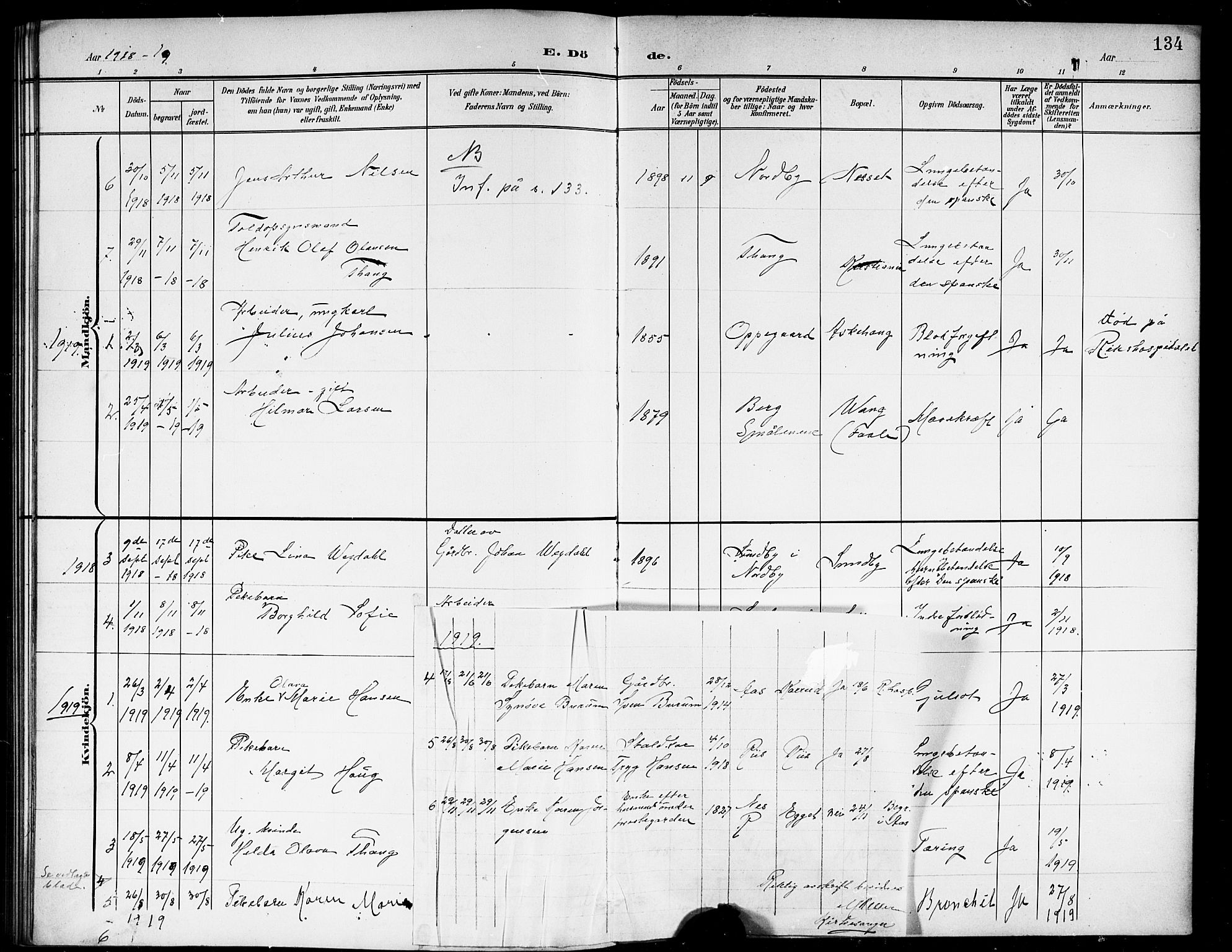 Ås prestekontor Kirkebøker, AV/SAO-A-10894/G/Gb/L0001: Parish register (copy) no. II 1, 1901-1920, p. 134