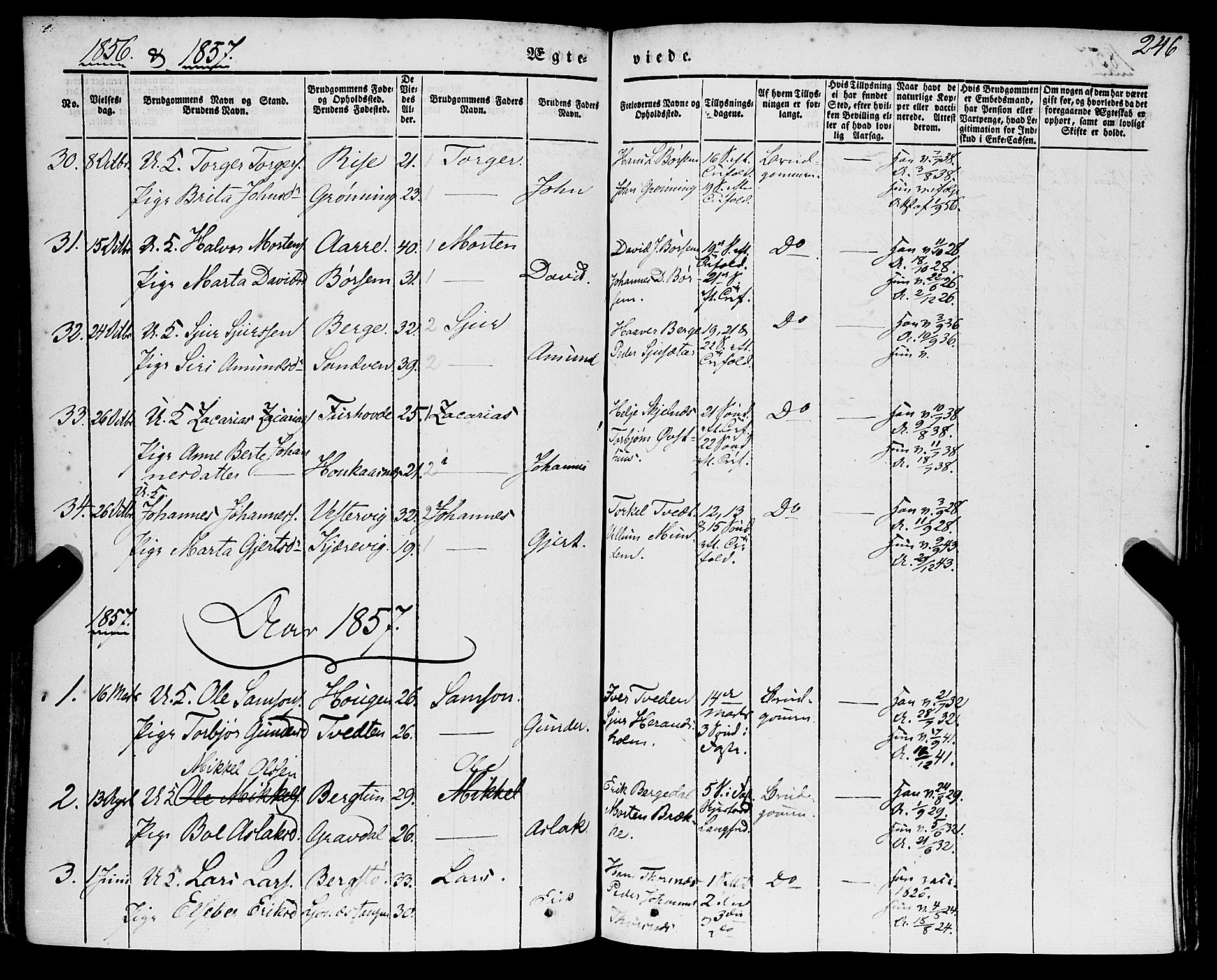 Strandebarm sokneprestembete, SAB/A-78401/H/Haa: Parish register (official) no. A 7, 1844-1872, p. 246