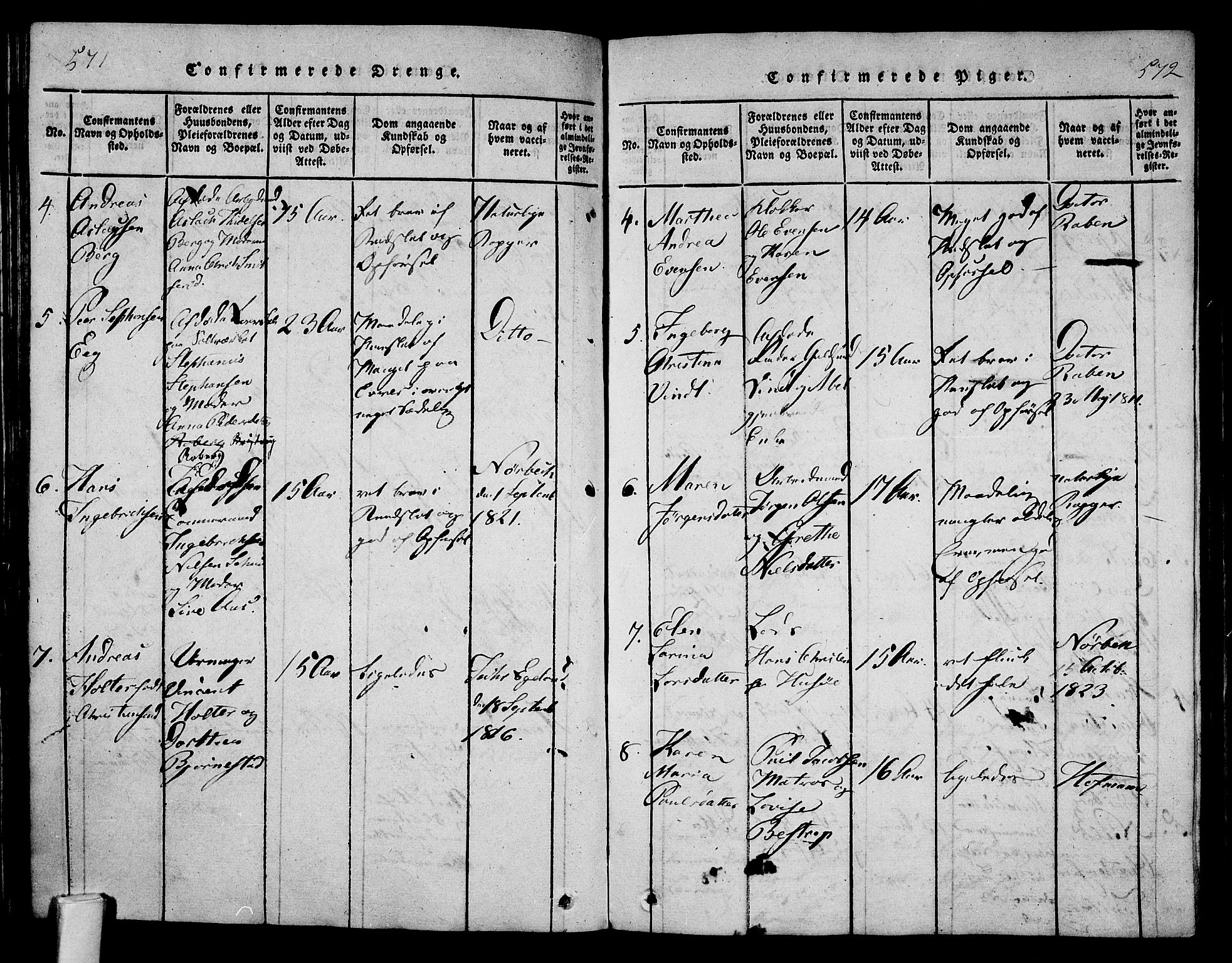 Tønsberg kirkebøker, AV/SAKO-A-330/F/Fa/L0004: Parish register (official) no. I 4, 1813-1826, p. 571-572