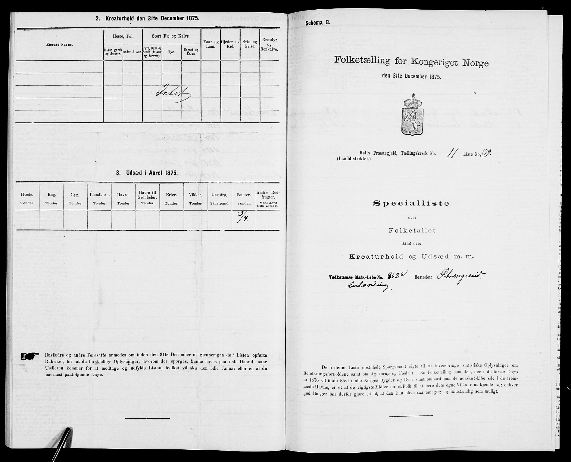 SAK, 1875 census for 0914L Holt/Holt, 1875, p. 1483