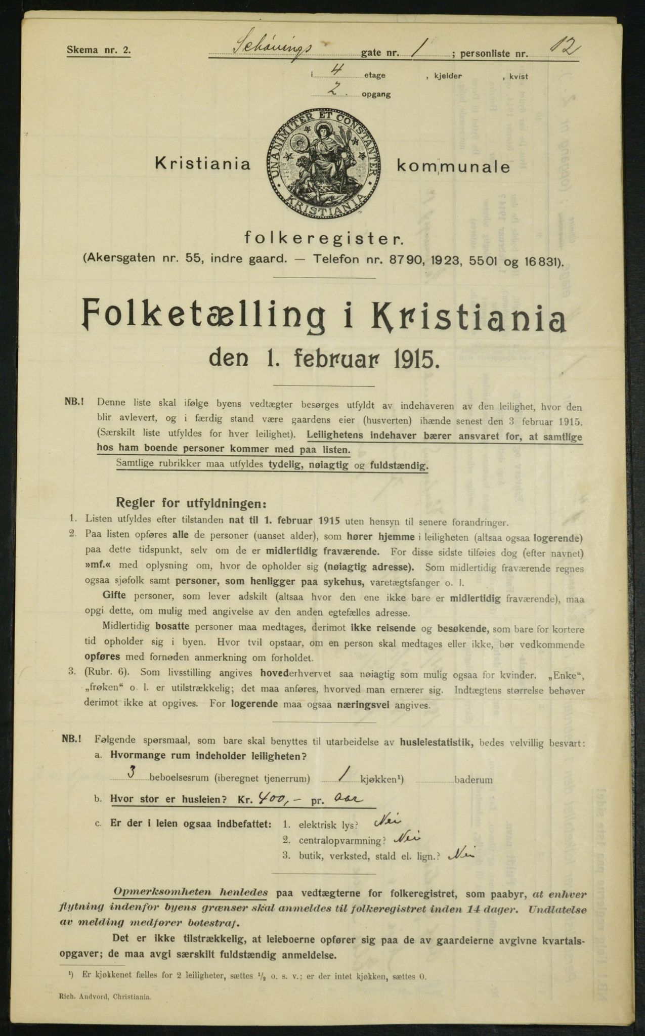 OBA, Municipal Census 1915 for Kristiania, 1915, p. 93069