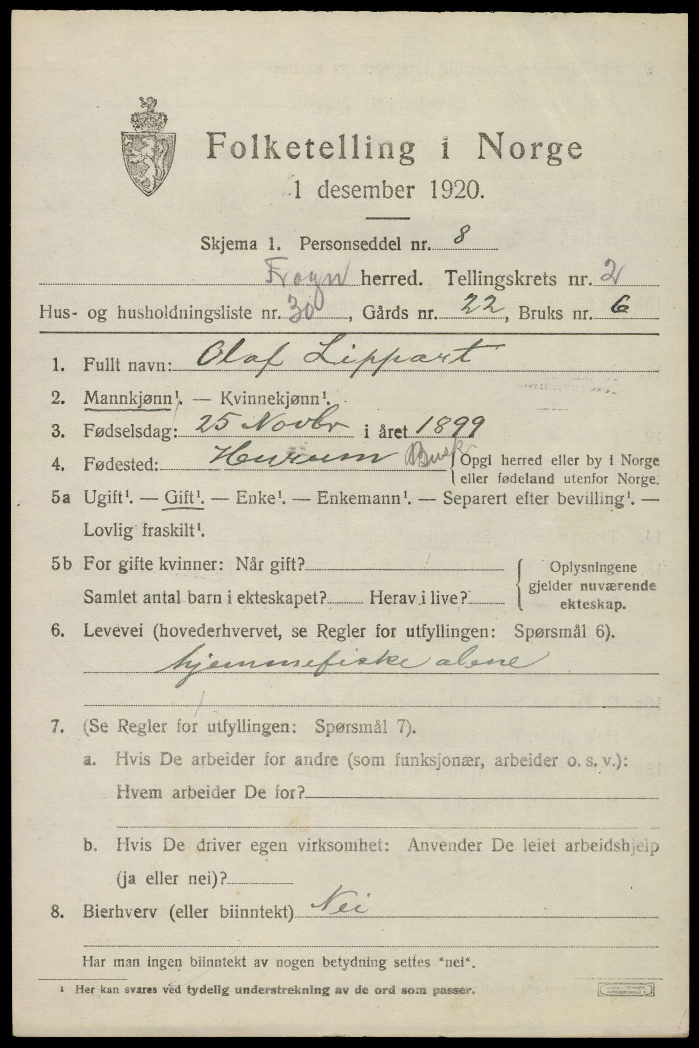 SAO, 1920 census for Frogn, 1920, p. 3179