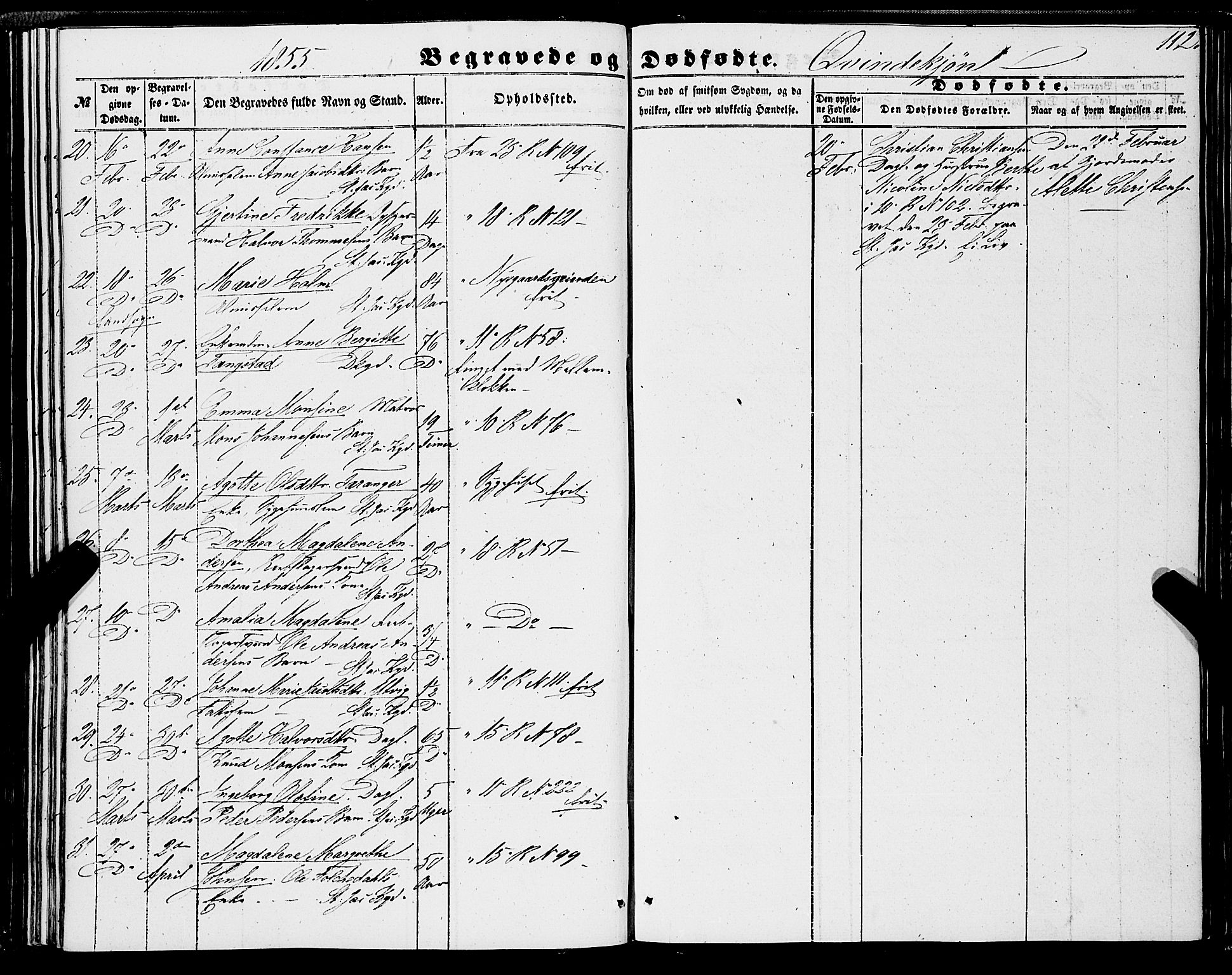 Domkirken sokneprestembete, SAB/A-74801/H/Haa/L0041: Parish register (official) no. E 2, 1853-1863, p. 112