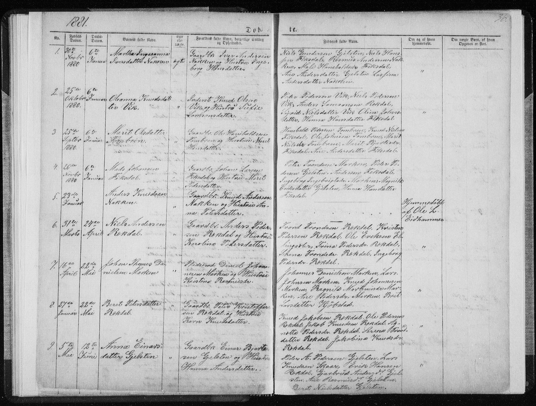 Ministerialprotokoller, klokkerbøker og fødselsregistre - Møre og Romsdal, SAT/A-1454/540/L0541: Parish register (copy) no. 540C01, 1867-1920, p. 36