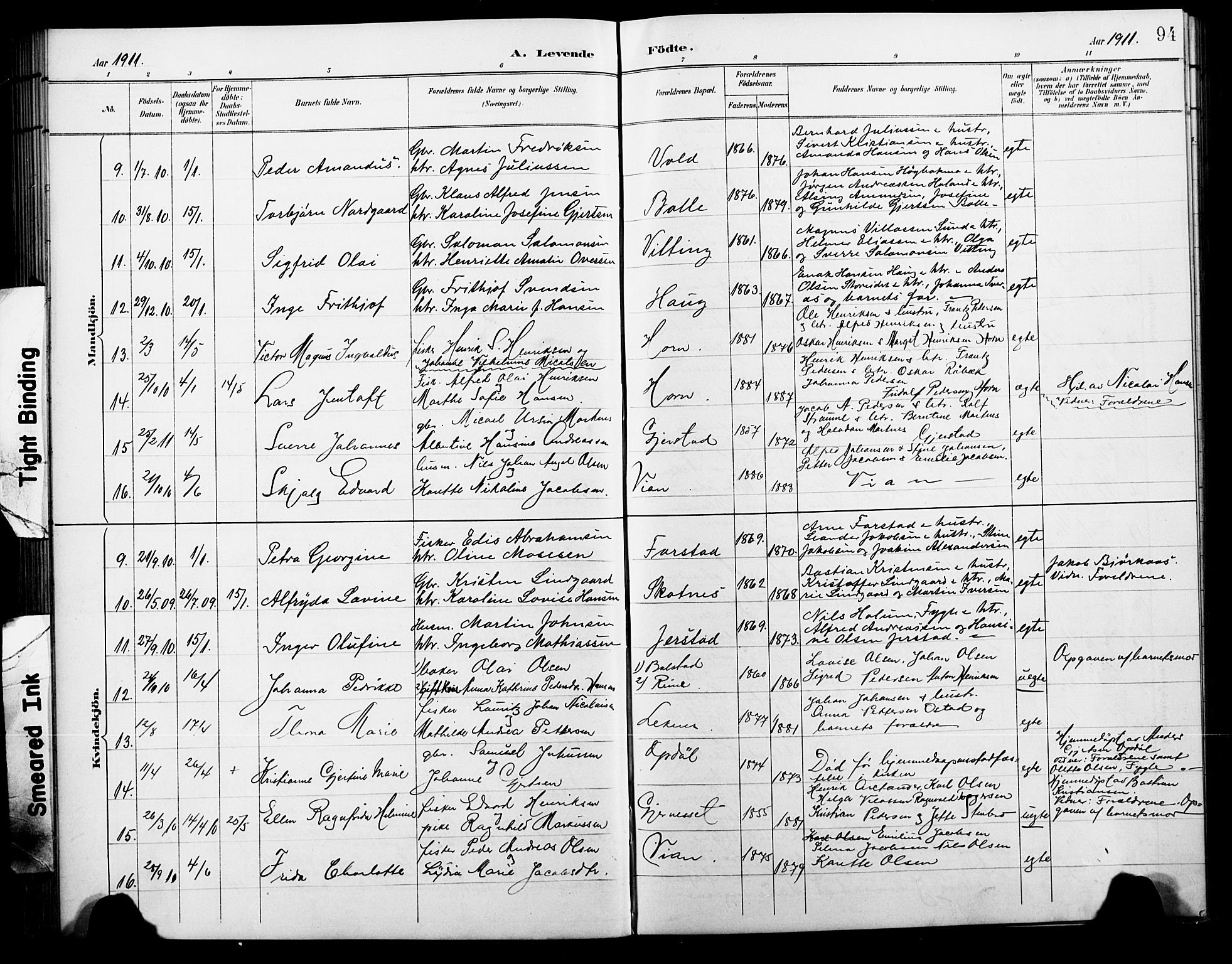 Ministerialprotokoller, klokkerbøker og fødselsregistre - Nordland, AV/SAT-A-1459/881/L1168: Parish register (copy) no. 881C05, 1900-1911, p. 94